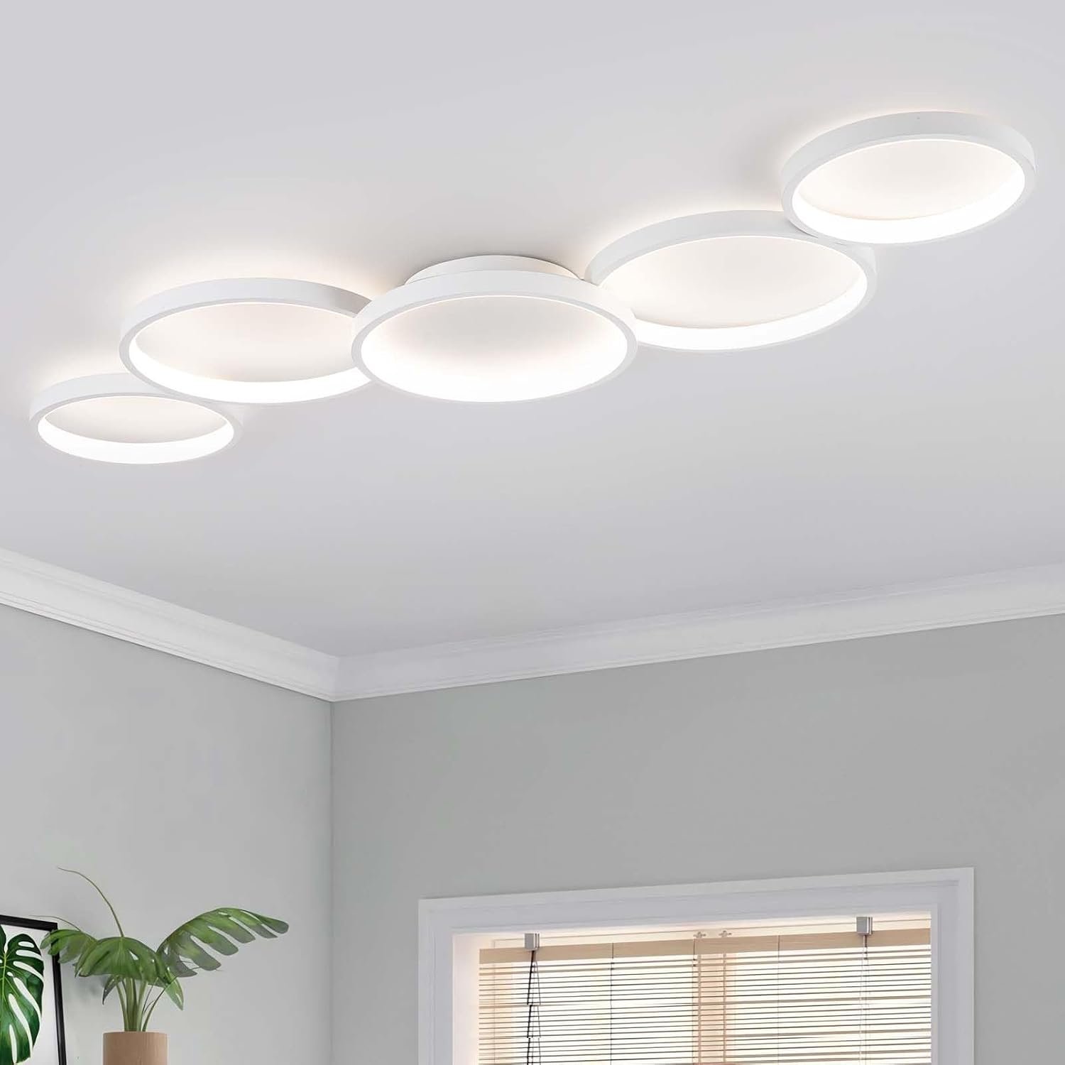 Modern LED Ceiling Light 60W White Hallway Light Fixtures 3000~6000K Aluminum Long Flush Mount LED Ceiling Lamp for Hallway, Kitchen, Bedroom, Dining Room (White,39.37Inch)