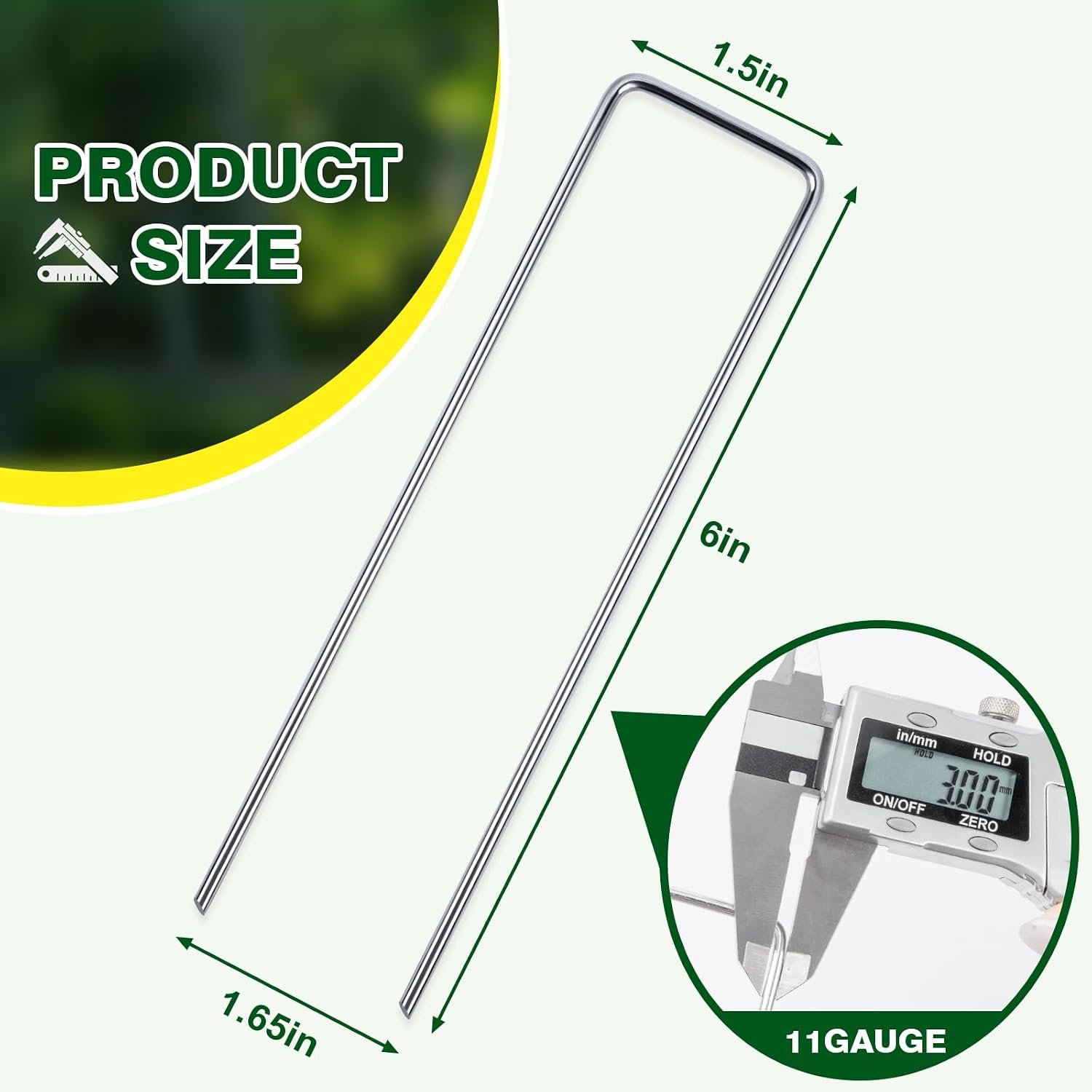 VISRIE 25 Pack Heavy Duty Landscape Staples, 6 Inch 11-Gauge Galvanized Garden Stakes, Anti-Rust U-Shaped Yard Pins for Securing Weed Barrier Fabric, Yard Decorations