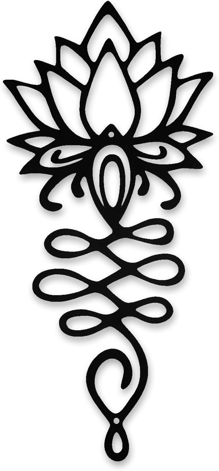 Xedatric Lotus Flower Wall Decor – Black Metal Yoga Wall Art with Lotus Design, Spiritual Home Décor Sculpture for Meditation Spaces, Living Room, Bedroom, Office