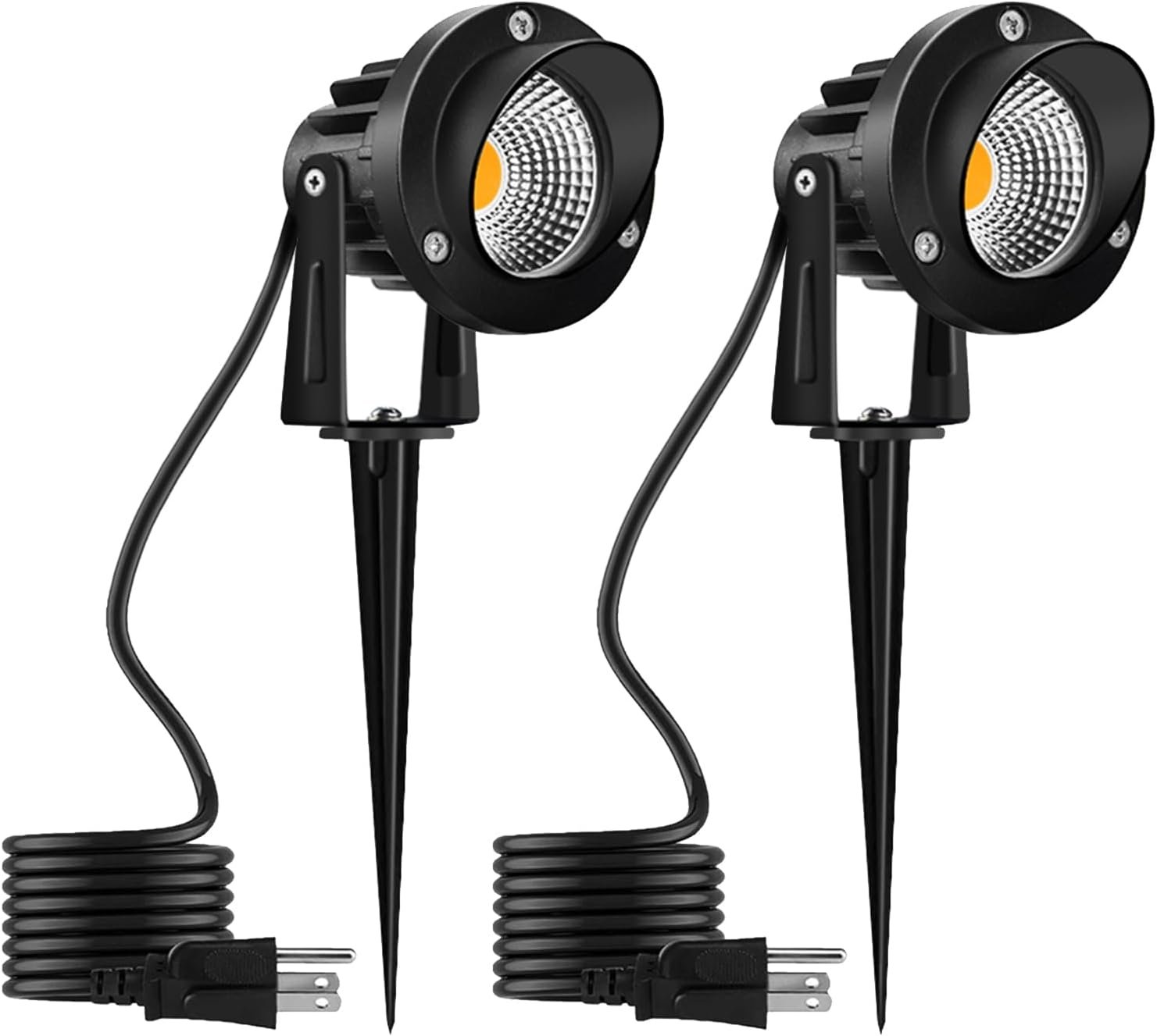 Romwish Outdoor Landscape Spotlights 12W, 120V Plug-in LED Landscape Lighting, 1200LM IP65 Waterproof, Adjustable Spot Lights for Yard, Garden, Tree & Driveway, 3000K Warm White, 2 Pack