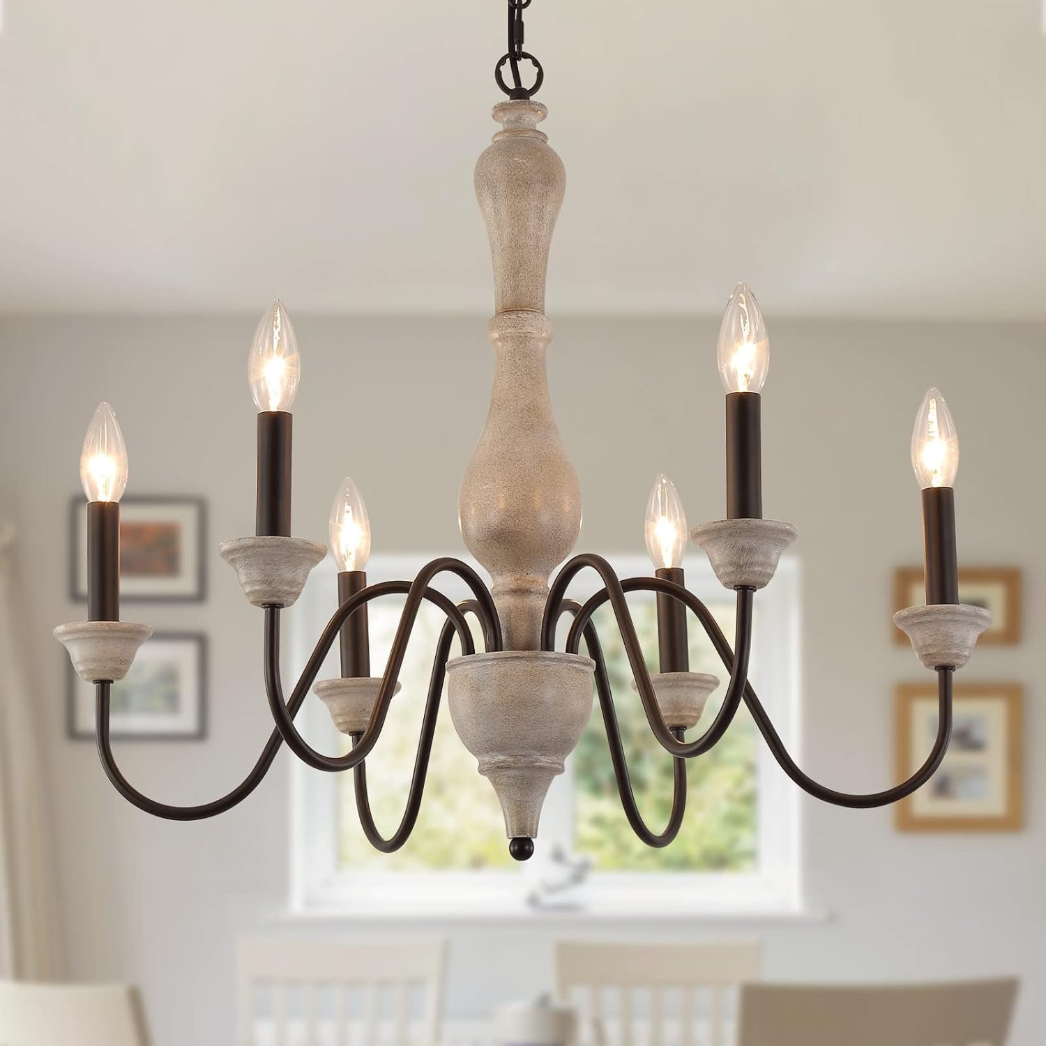 MEIXISUE French Country Chandelier,Farmhouse Vintage Antique Chandelier Pendant Light Fixtures for Kitchen Island Dining Room Living Room Foyer Entryway Office UL Listed