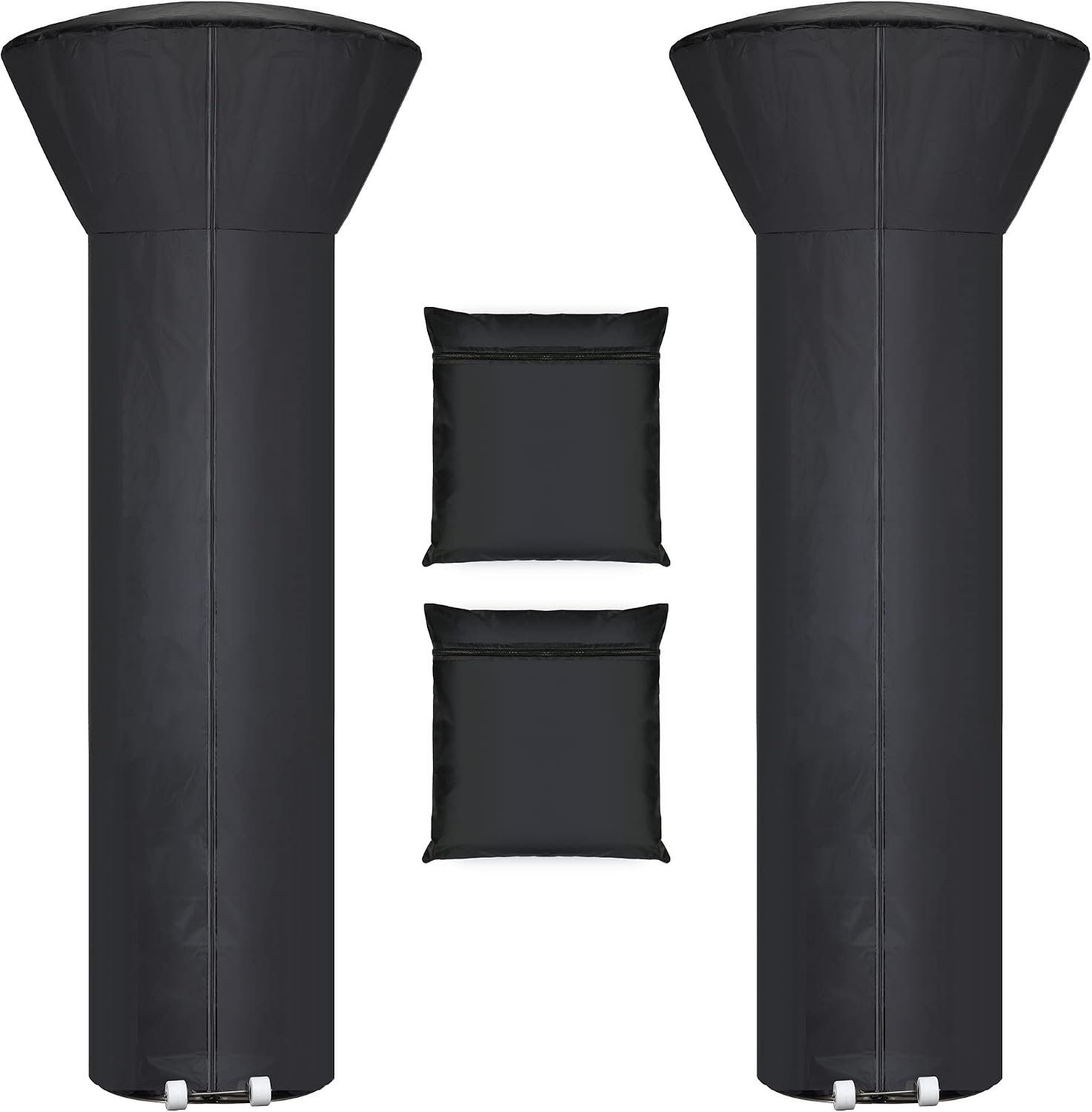 [2 Pack] Patio Heater Covers with Zipper and Storage Bag,Waterproof,Dustproof,Wind-Resistant,Sunlight-Resistant,Snow-Resistant,Black,89” Height x 33″ Dome x 19″ Base