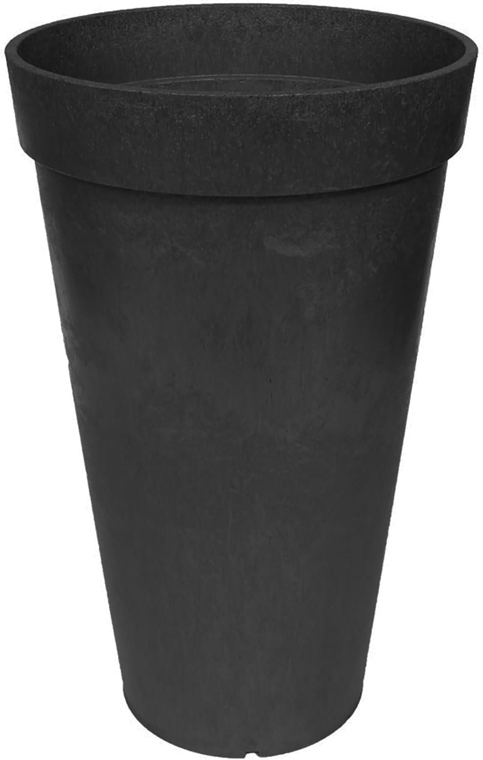 Tierra Verde Indoor & Outdoor Self-Watering Tall Round Planter, Aria, 12.5″ x 20″, Black – Planting Containers for Plants and Flowers – Gardening and Landscaping Accessories