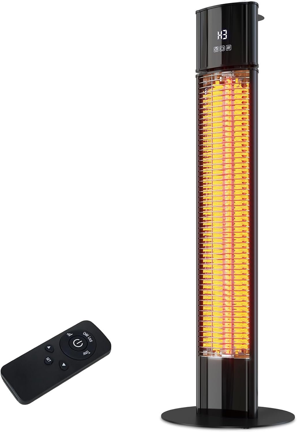 Portable Outdoot Electric Heater, Infrared Patio Heater for Outdoor/Indoor Use, garage heater electric, 1500W, BLACK