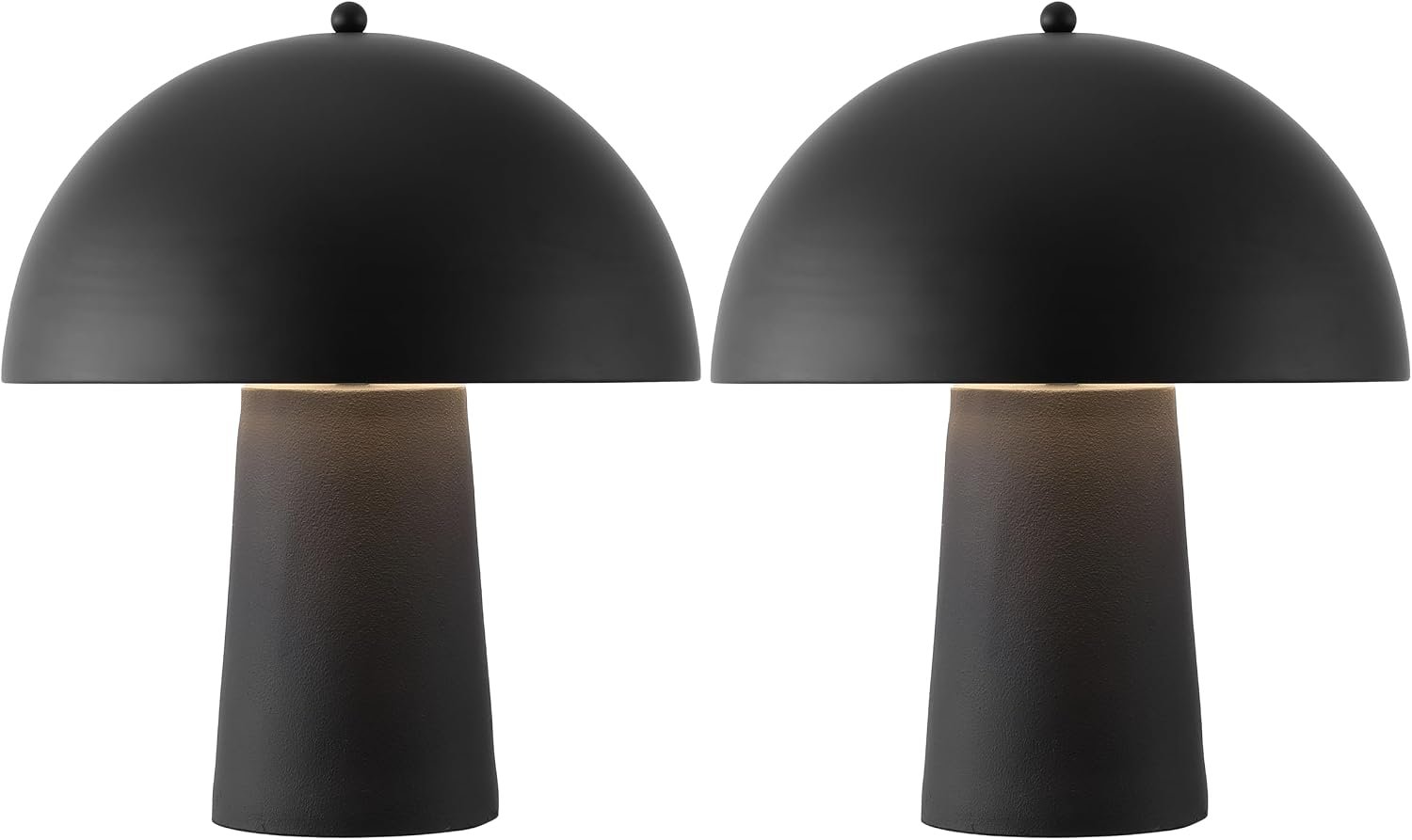 SAFAVIEH Lighting Collection – Serra Black Resin Mushroom Table Lamp Set of 2, 18″ Modern Decorative Accent Lights, E26 Bulb Compatible (TBL4634A-SET2)