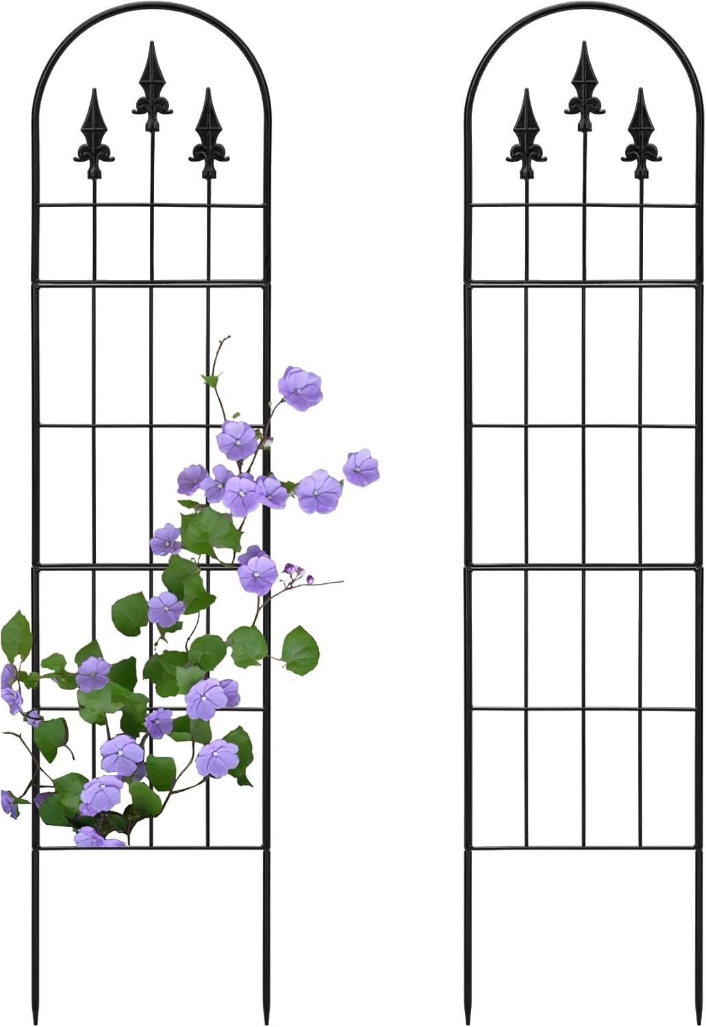 2 Pack 57.8″ H x13 W Garden Trellis for Climbing Plants Outdoor, Rustproof Arched Metal Rose Trellis for Outdoor Indoor Roses Clematis Potted Climbing Plants Vines Flowers Decorative, Black