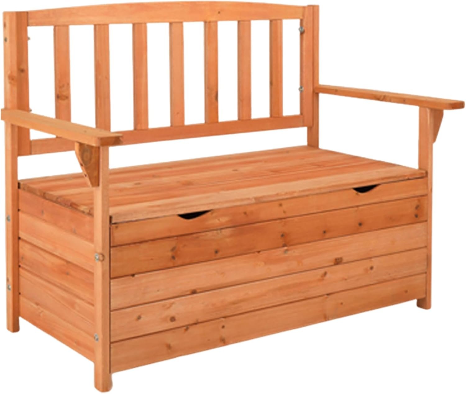80 Gallon Outdoor Storage Bench Deck Box, Wooden Patio Bench with Armrests & Inner Removable DustProof Lining for Garden and Porch, Large Capacity Storage Seat for Garden Tools