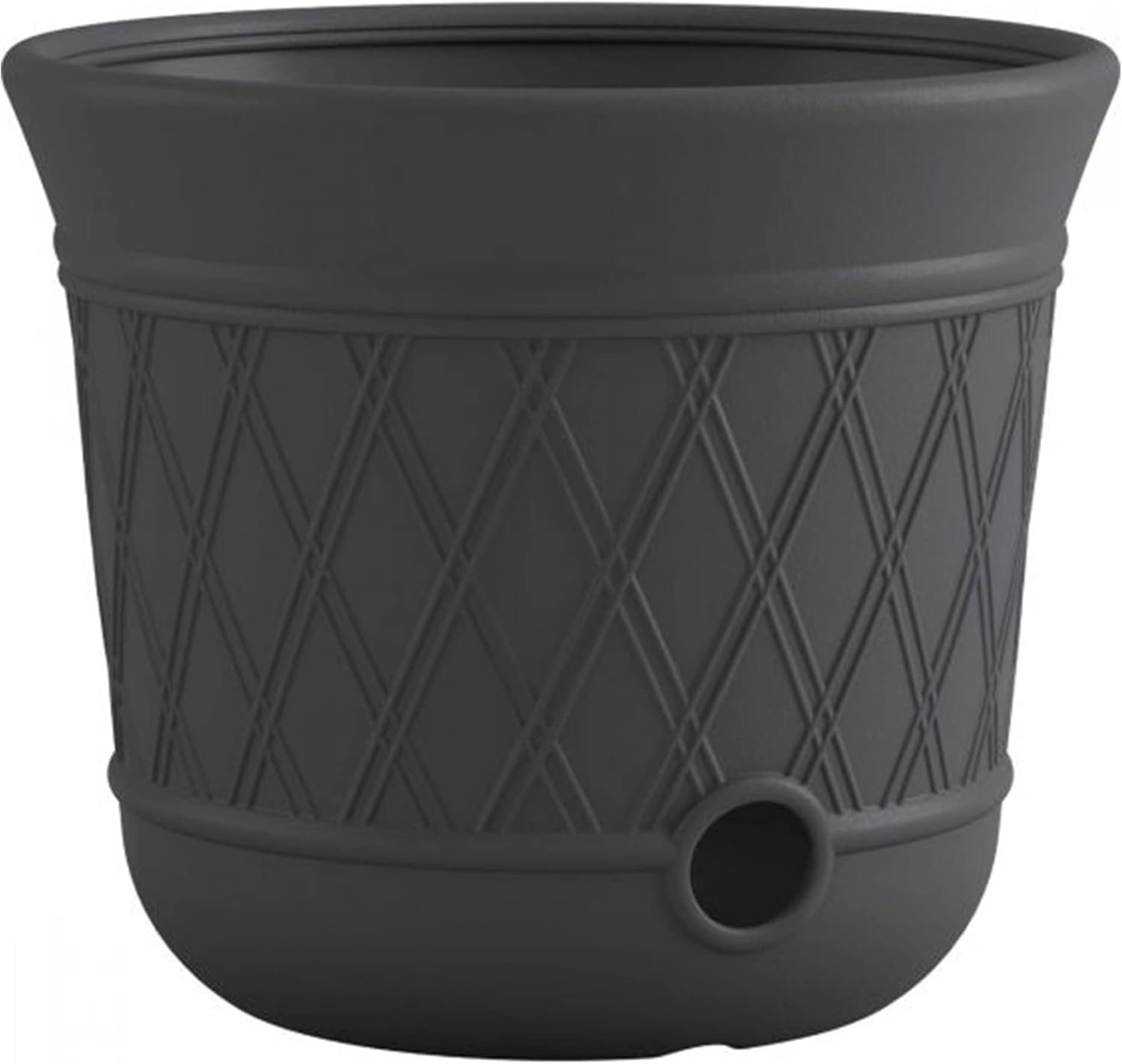 Suncast Lattice Hose Pot for Outdoor Garden Storage, Peppercorn – Holds 300 ft Expandable or 50 ft Standard 5/8″ Vinyl Hoses, Resin Hideaway Organizer with Drainage and Water Supply Port