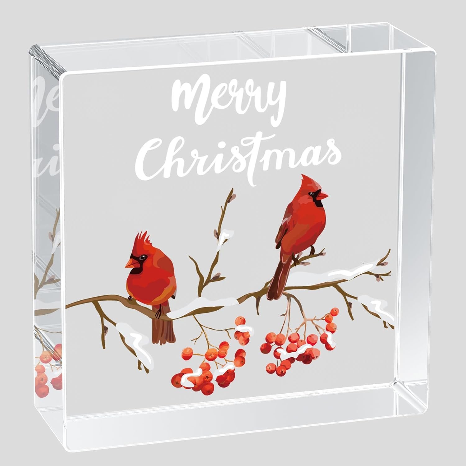 Christmas Decorations Indoor Christmas Decor Home Room Table Cardinals Office Bathroom Acrylic Sign Rustic Shelf Desk Decor Season Sign House Warming Gifts 4.5 x 4.5 Inch