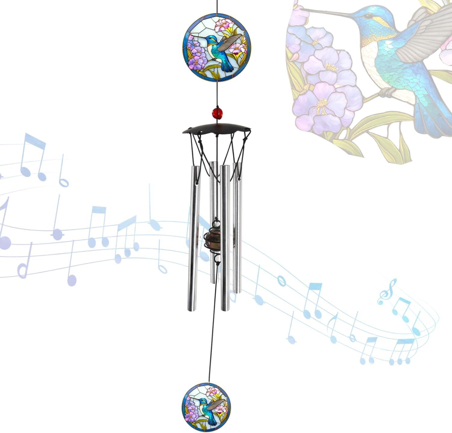 Wind Chimes for Outside 24″ Hummingbird Wind Chimes Outdoor Home Patio Garden Decor Hummingbird Gifts Windchimes Outdoors Gift Ideas for Women Mom Grandma Sisters