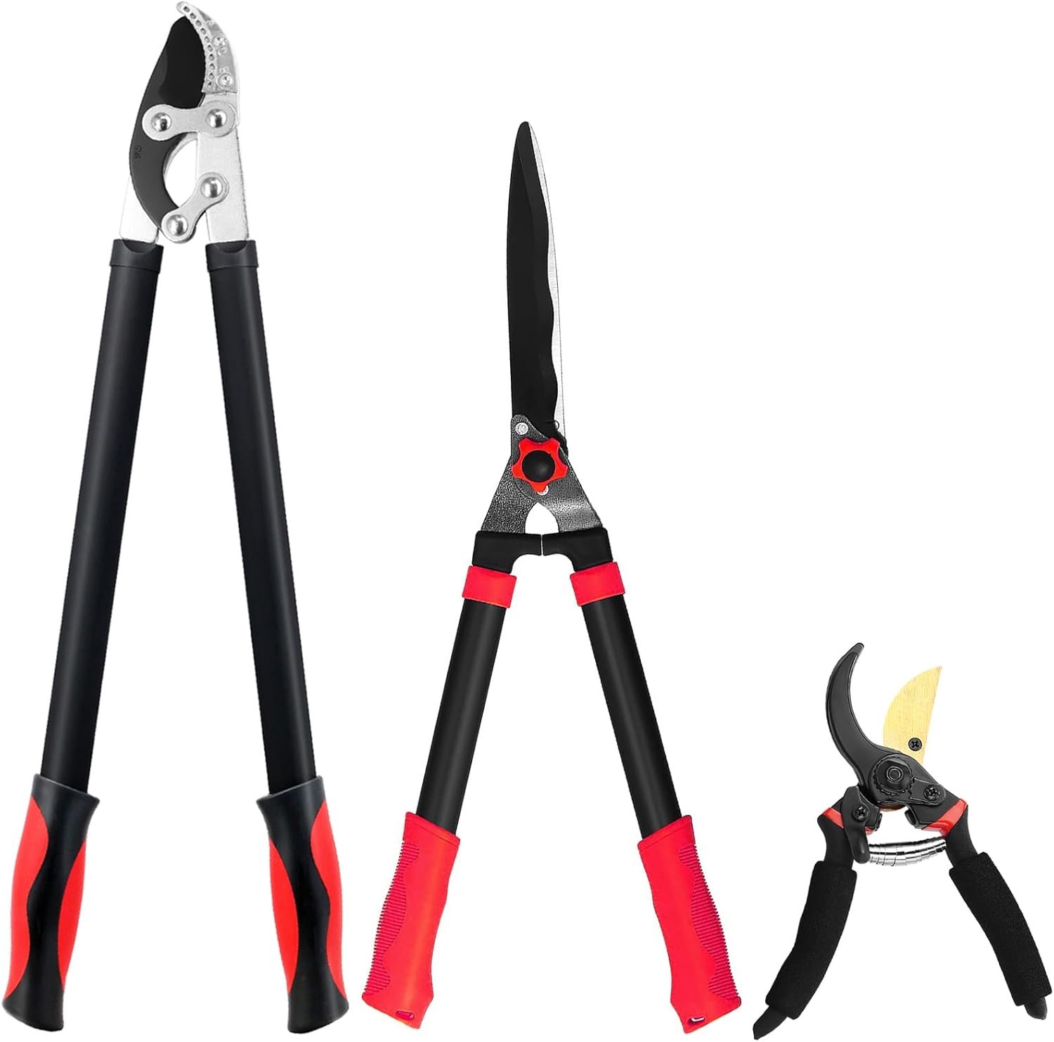 YRTSH Loppers Hedge Shears & Pruners Combo Set 3-Piece Hedge Clippers, Heavy Duty Tree & Shrub Care Kit for Yard, Lawn & Garden, Professional Branch Cutter Tree Trimmer for Indoor & Outdoor Gardening