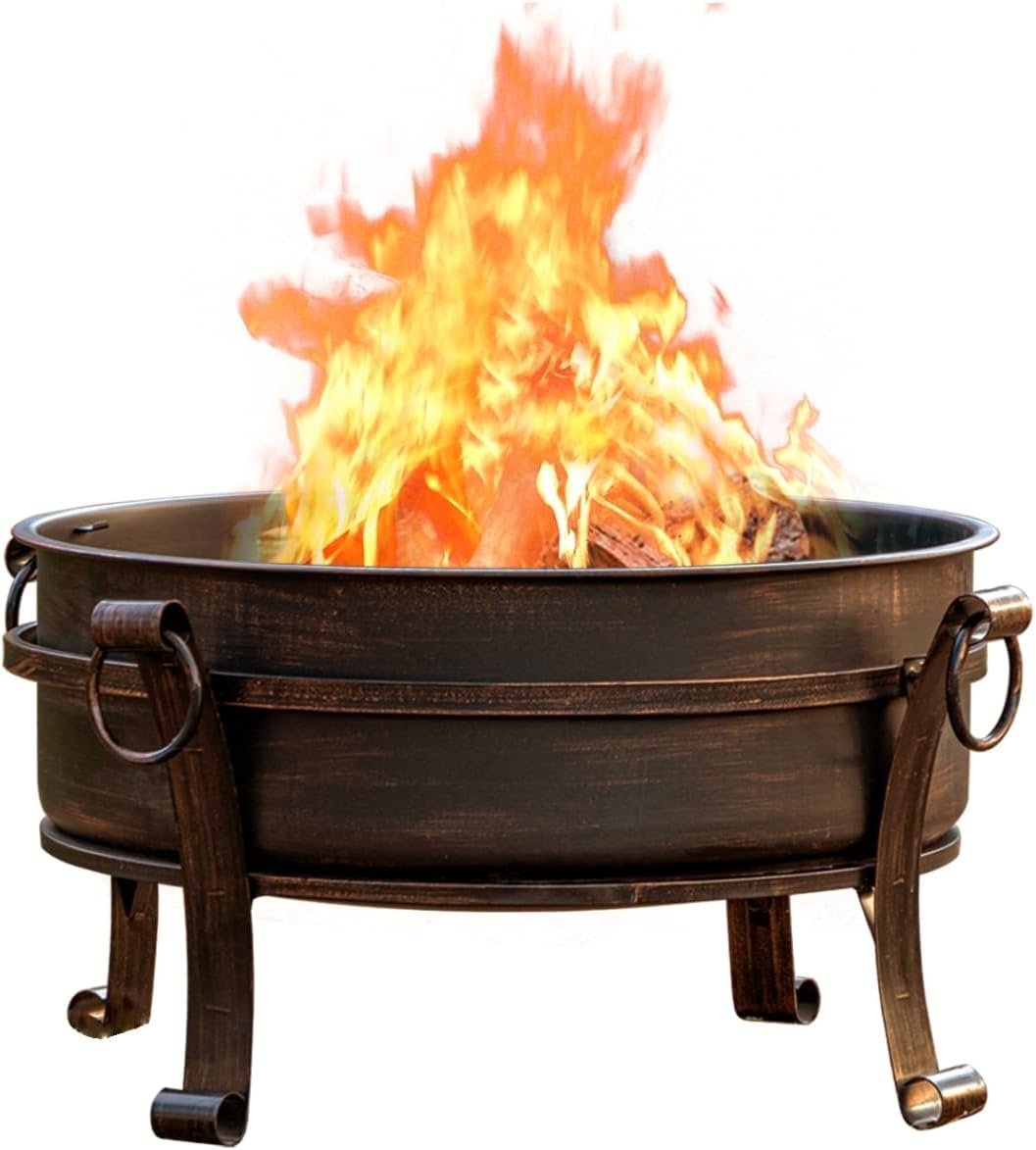 EcoNook 36 Inch Fire Pit with Grill & Lid, Fireplace & Round Table & BBQ 3 in 1 Fire Pit,Heavy Duty Wood Burning Fire Pits for Outside with Fire Poker, Waterproof Cover & Log Grate