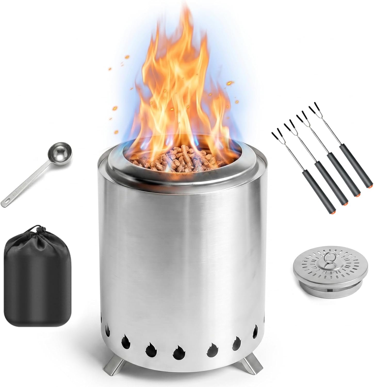 Tabletop Fire Pit Outdoor, Wood Pellet Table Top Firepit, 7 Inch Mini Fire Pit with Removable Ash-Pan, Firepit with Carry Bag for Outside Patio Camping Backyard Picnic