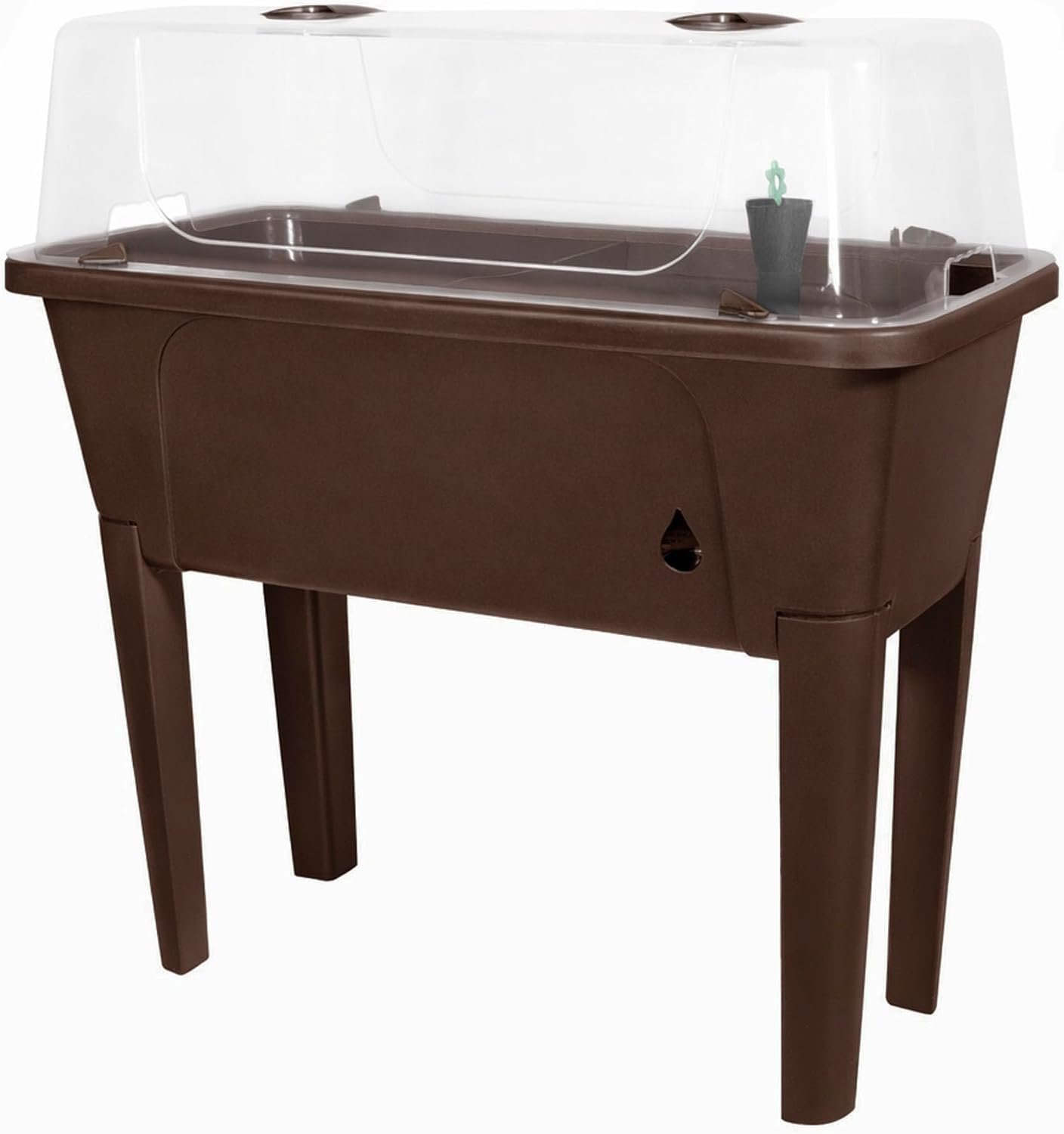 Garden Elements Brown Elevated Raised Garden Bed, 29.5″ x 15″ – Self-Watering Planter Box with Ventilated Grow Dome for Indoor/Outdoor Vegetables, Herbs & Seed Starting