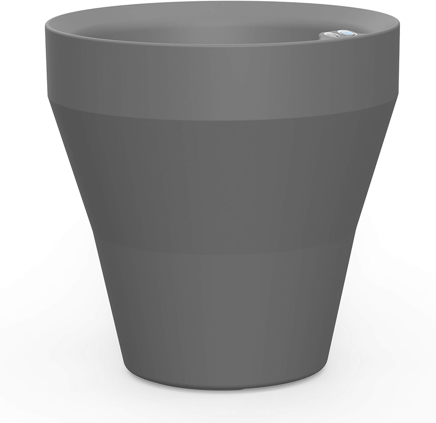 Crescent Garden TruDrop Rim Modern Self Watering Planter with Water Level Indicator, Indoor/Outdoor Weather-Safe Round Plant Pot, Grow Healthy Plants & Flowers – 18″ W (Slate)
