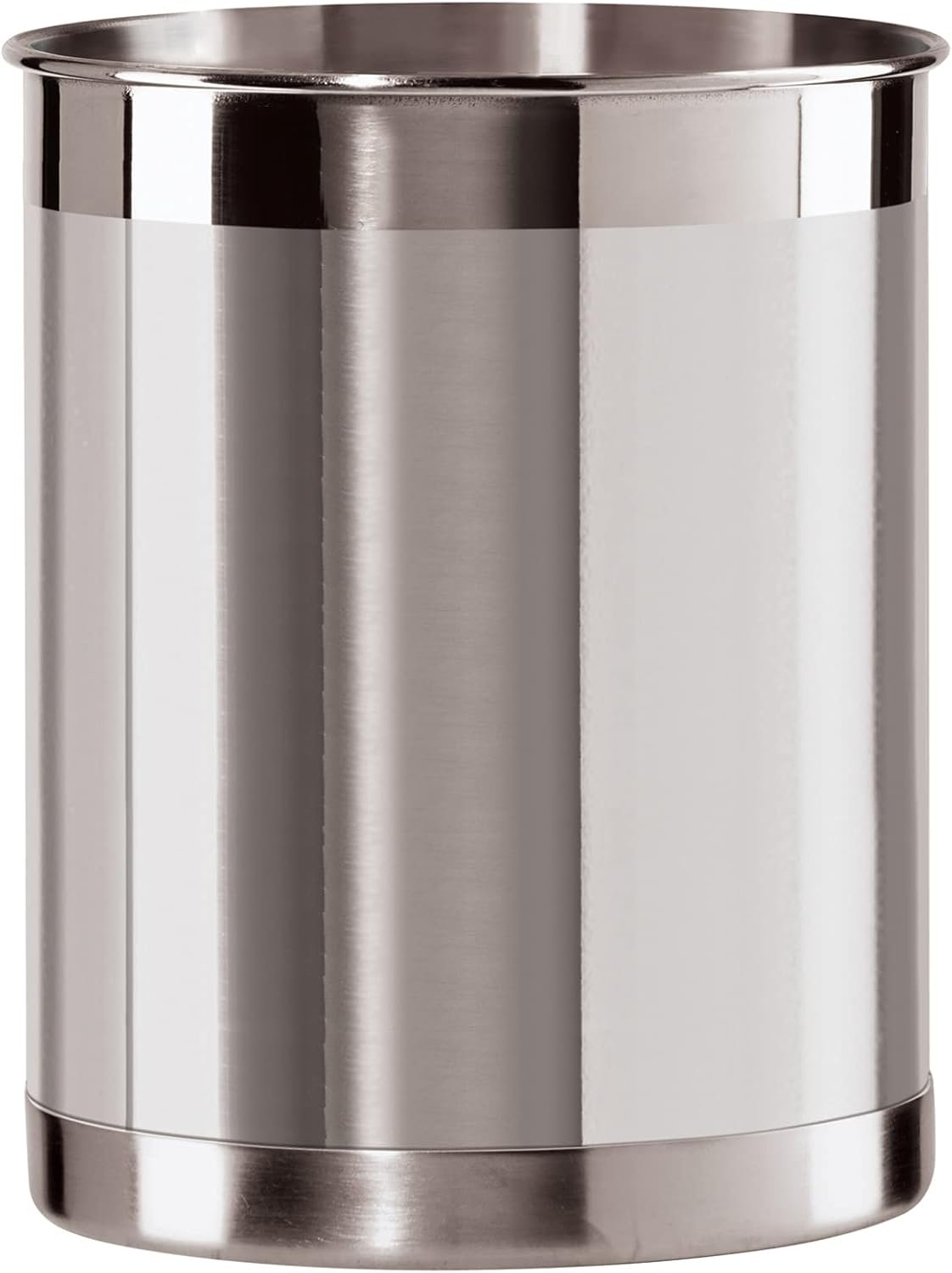 Oggi Stainless Steel Utensil Holder – 5″ Diameter, Utensil Caddy, Weighted Base for Stability – Larger-Sized Utensil Crock and Countertop Utensil Organizer, Stainless Steel