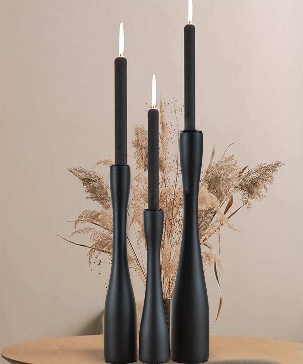 Candle Holder Black Candlestick Holders 3,Tall Taper Candle Holders Set of 3 for Candlesticks(12″/10″/7.5″ H),Modern Farmhouse Candle Stick Candle Holder for Decor