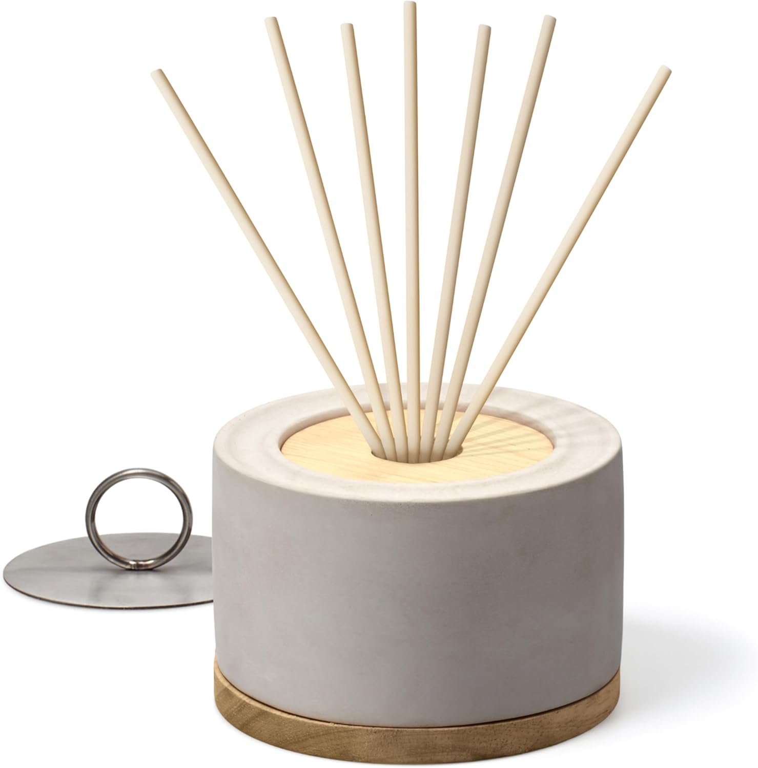 Libken Table Top Fire Pit Concrete Premium Design Handcrafted Dual Usage Base & Accessories Included Stainless Steel Burn Cup Safety Tool American English