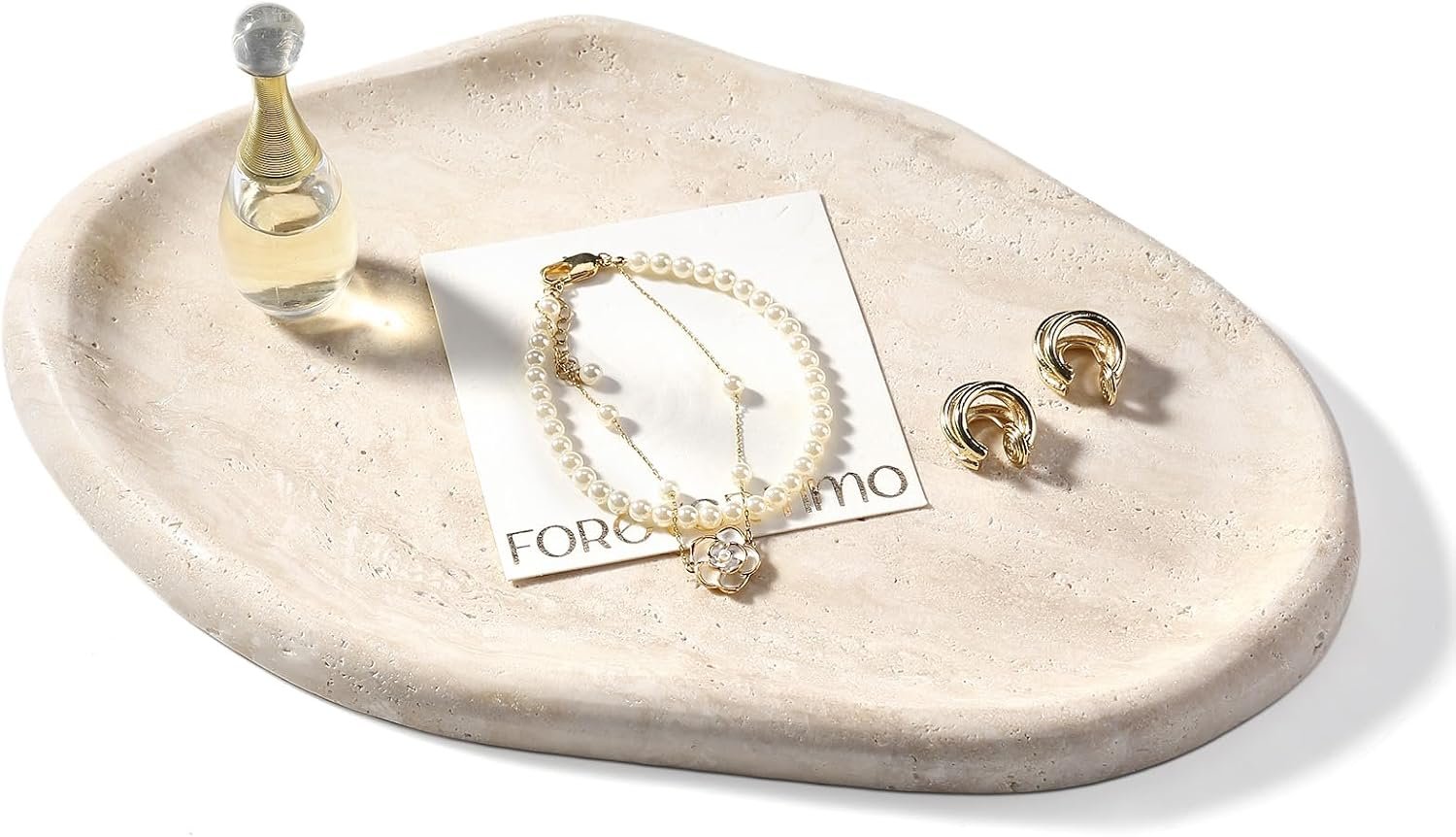 Koville Luxurious Natural Marble Vanity Tray, Cloud Shape Serving Stone Key Tray for Home Decor, 10″ x 7″ Marble Storage Trays for Bathroom, Stone Plate Holder for Perfume, Candle and Jewelry