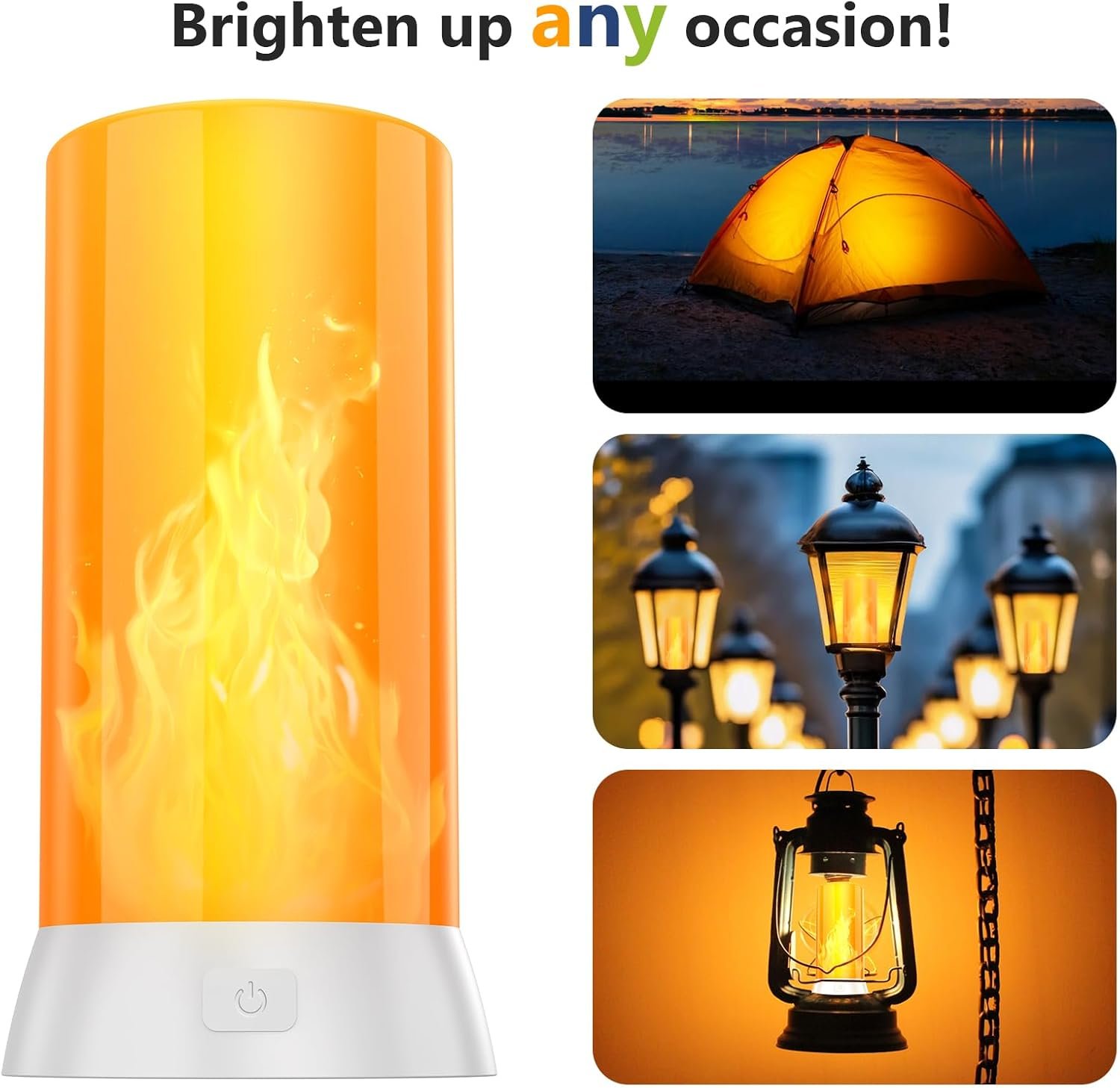 2PCS LED Flame Light, USB Rechargeable Flame Lamp with Remote & Timer, Waterproof Dimmable Flameless Candles Light for Home Party Garden Camping Halloween Christmas Decoration