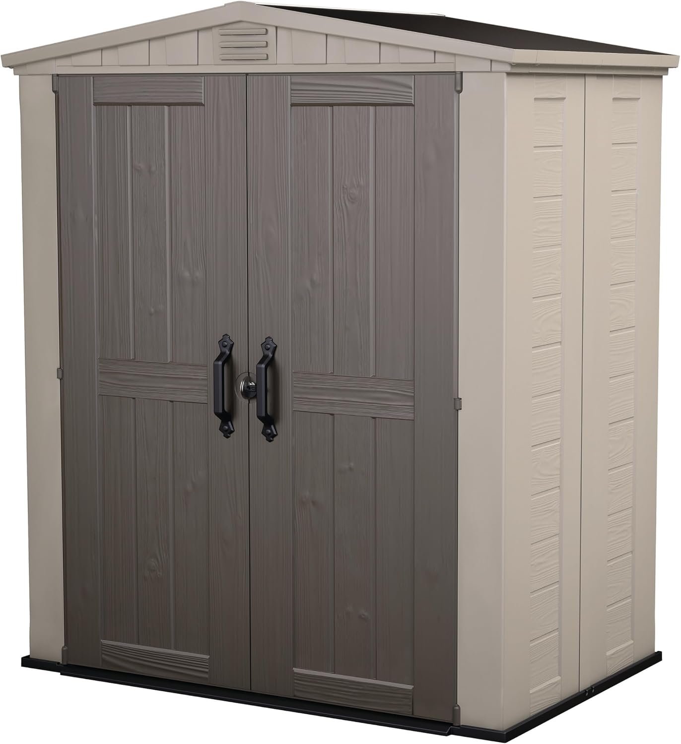 Keter Factor 6×3 Outdoor Storage Shed Kit-Perfect to Store Patio Furniture, Garden Tools Bike Accessories, Beach Chairs and Push Lawn Mower, Taupe & Brown