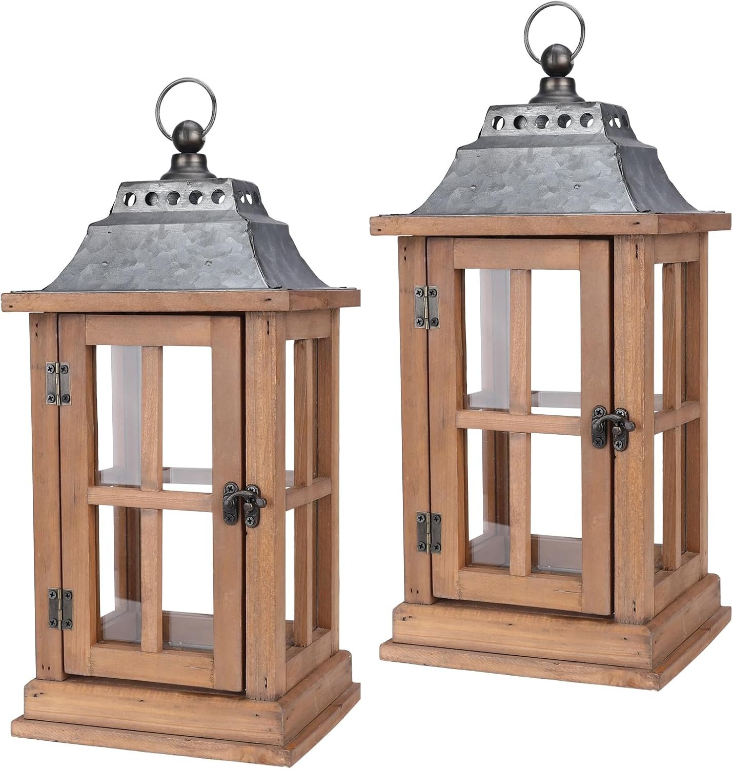 Bdor Lantern Decorative (Set of 2) – 15in IP65 Waterproof Vintage Style Candle Lantern, Decorative Lanterns for Home Decor, Indoor Outdoor, Front Porch, Garden, Farmhouse Weddings Style (No Candles)