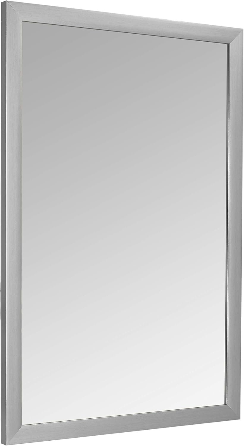 Amazon Basics Rectangular Wall Mount Mirror for Bedroom, Living Room, Entryway, 24″ x 36″, Standard Trim, Nickel, Hangs Horizontally or Vertically