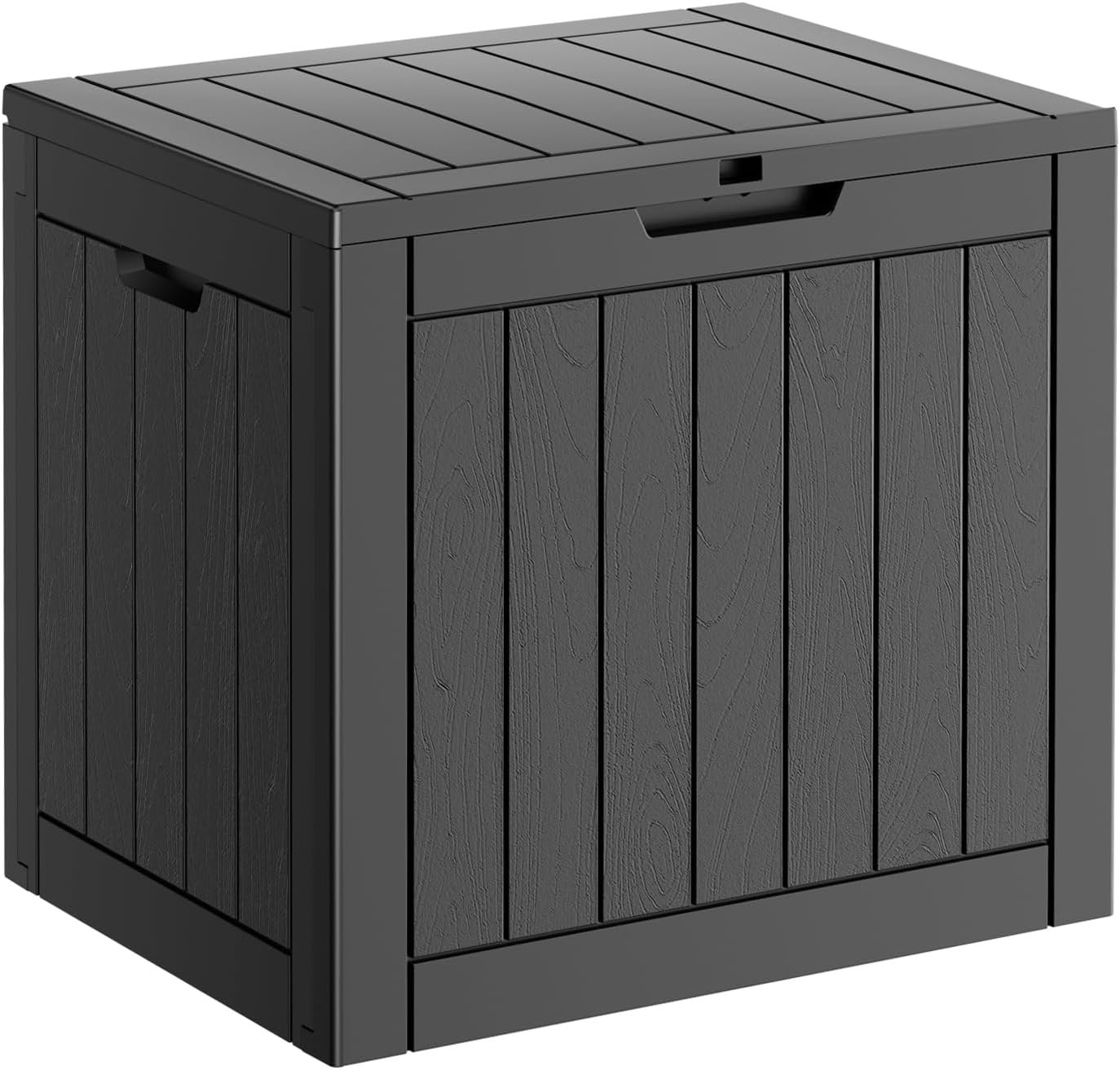 PatioZen 31 Gallon Resin Deck Box, Lockable Patio Outdoor Storage Box for Furniture, Garden Tools and Tools Storage, Waterproof Outside Storage Boxes – Black