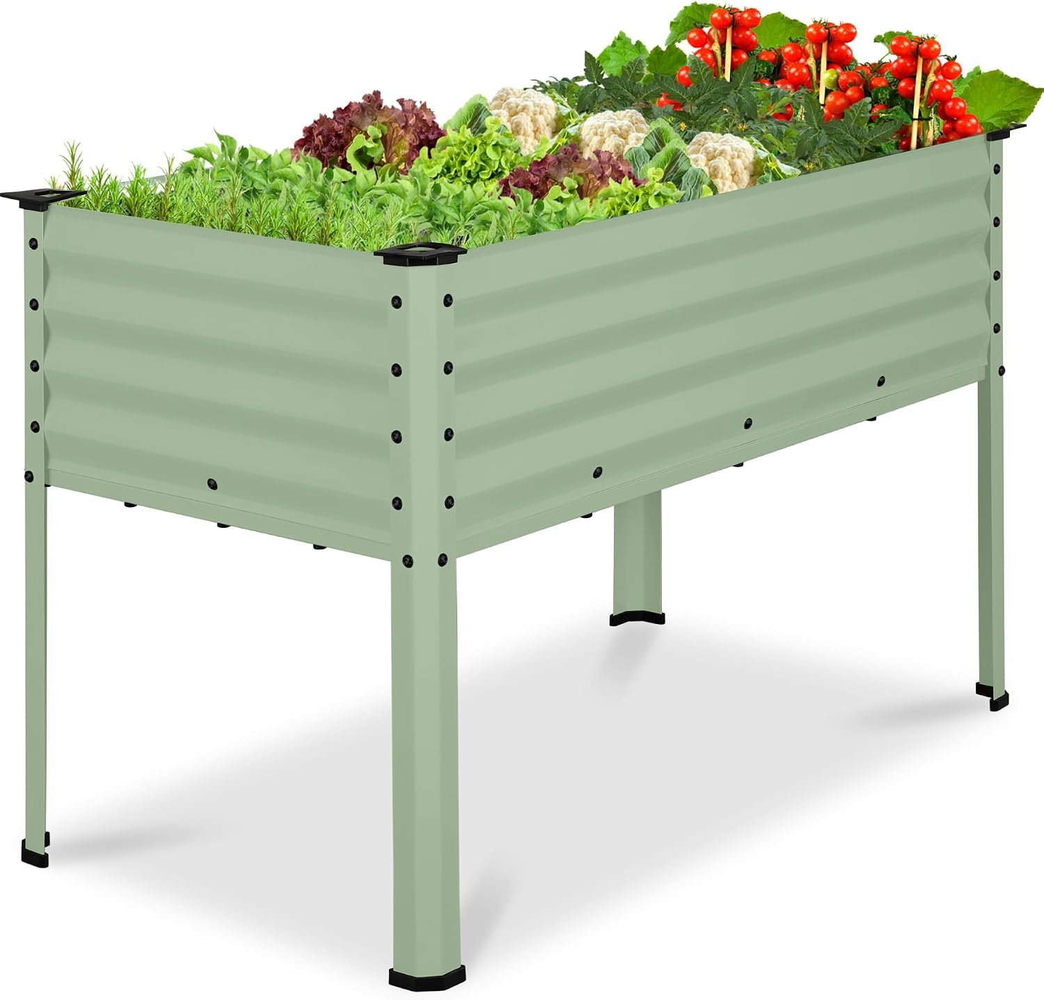 Best Choice Products 48x24x30in Galvanized Raised Garden Bed, Metal Elevated Planter Box, Vegetable Garden for Backyard, Patio, Balcony, 100% Non Toxic Materials – Sage Green
