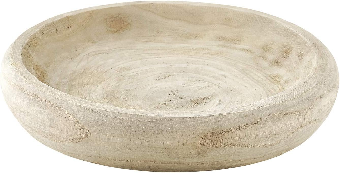 Santa Barbara Design Studio Wood Serving Bowl, Hand Carved Paulownia Wood Fruit Bowl/Decor, 11.5″ Large, Natural