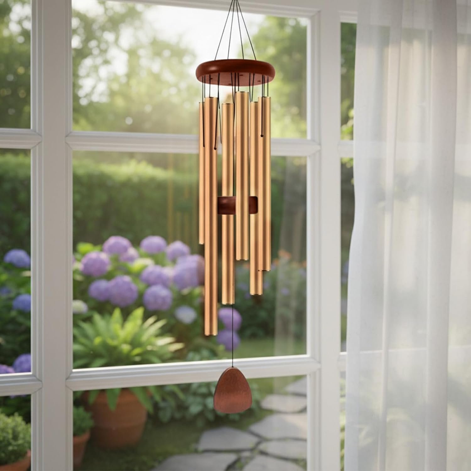 Wind Chimes Deep Tone Soothing Melodic Tones Windchimes for Outdoor, Garden,Patio Decoration(Gold)