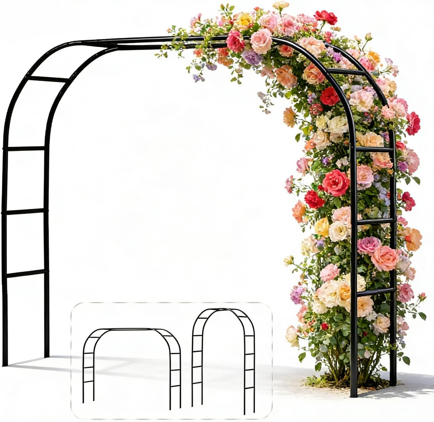 Metal Pergola Arbor 7’6″W x 6’5″H/4’6″W x 7’10″H,Assemble Freely 2 Sizes | Wide Wedding Garden Arbor Bridal Party Decoration Arbor