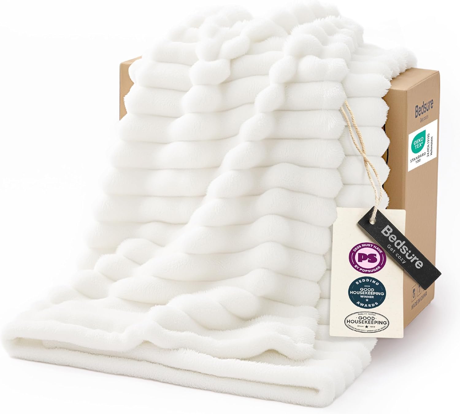 Bedsure GentleSoft White Throw Blanket for Couch – Cozy Soft Fleece Summer Throw Blankets for Bed, Cute Small Gift for Women Girls, House Bedroom Decor Aesthetic, Off White, 50×70 Inches