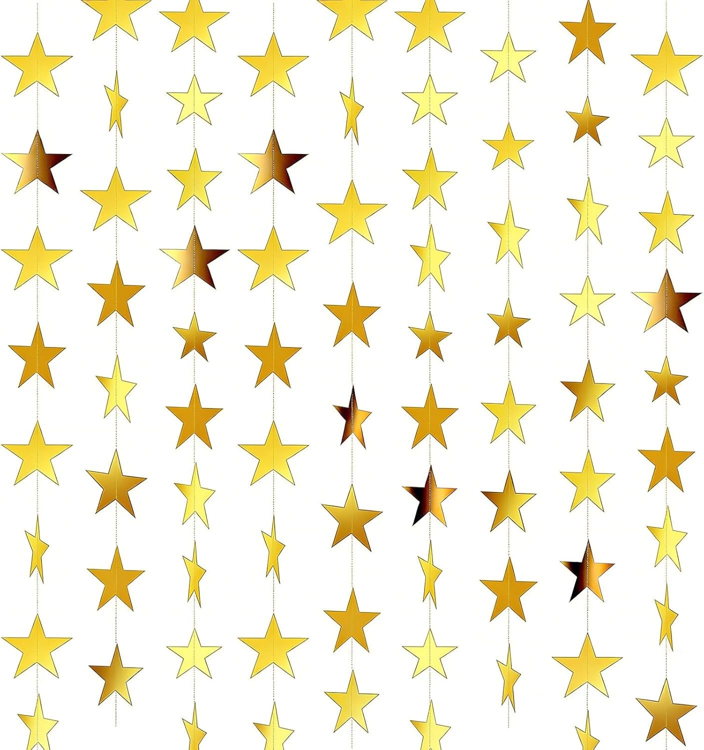 6PCS Gold Star Garland Decorations – 78 Feet Double Side Hanging Stars Decorations for Ceiling, Paper Star Garland Gold Star Streamers for Birthday Wedding Engagement Homecoming Classroom Party