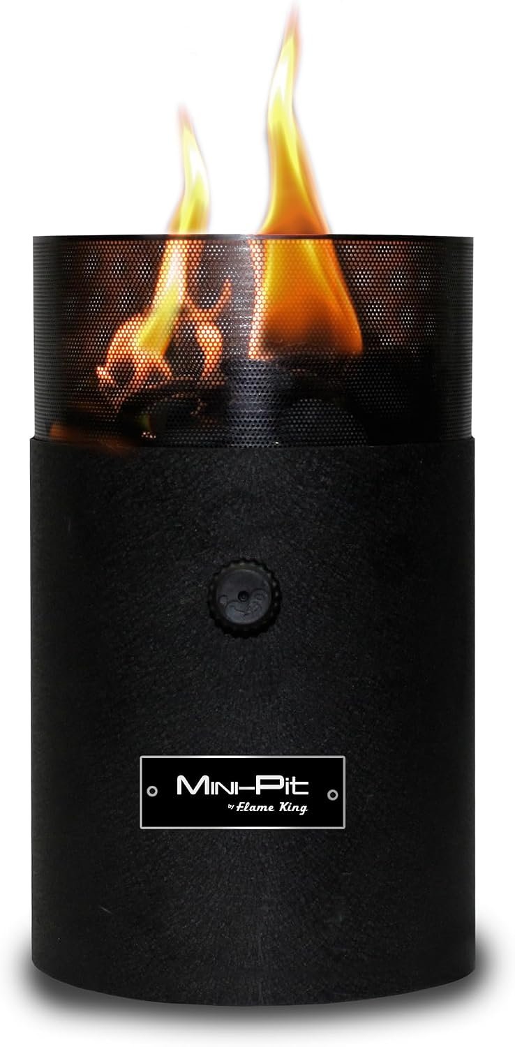 Flame King Mini Tabletop Fire Pit, Dual Fuel Propane and Butane, Smokeless Odorless Flame, Portable Great for Outdoor