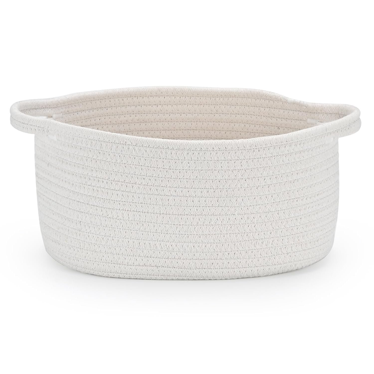 Happyiren Medium Woven Cotton Rope Basket, Empty DIY Gift Basket for Burr | Great for Baby Shower, Birthday & Decor, Cute Decorative Storage Organizer, 13″ x 8″ x 6″