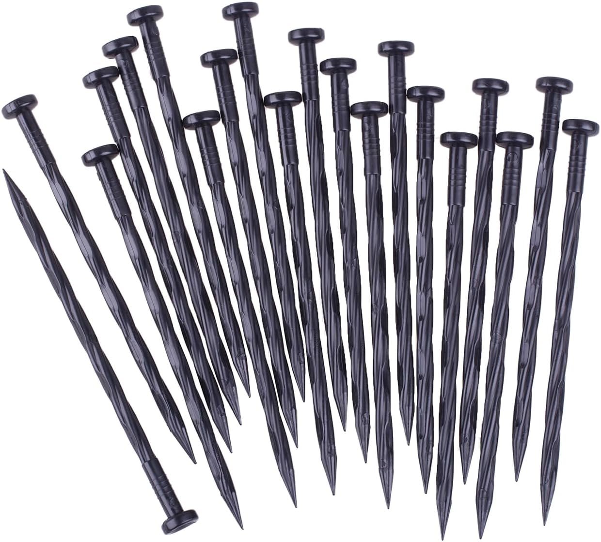 50PCS Landscape Anchoring Spikes, 8 Inch Spiral Plastic Landscape Spikes for Garden Lawn Yard, Paver, Weed Barrier, Artificial Turf