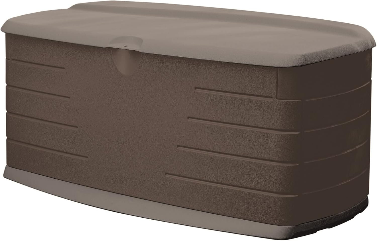 Rubbermaid Large Resin Outdoor Storage Deck Box with Seat (90 Gal), Weather Resistant, Brown, Deck Organization for Home/Backyard/Pool Chemicals/Toys/Garden Tools/Porch/Patio Cushions