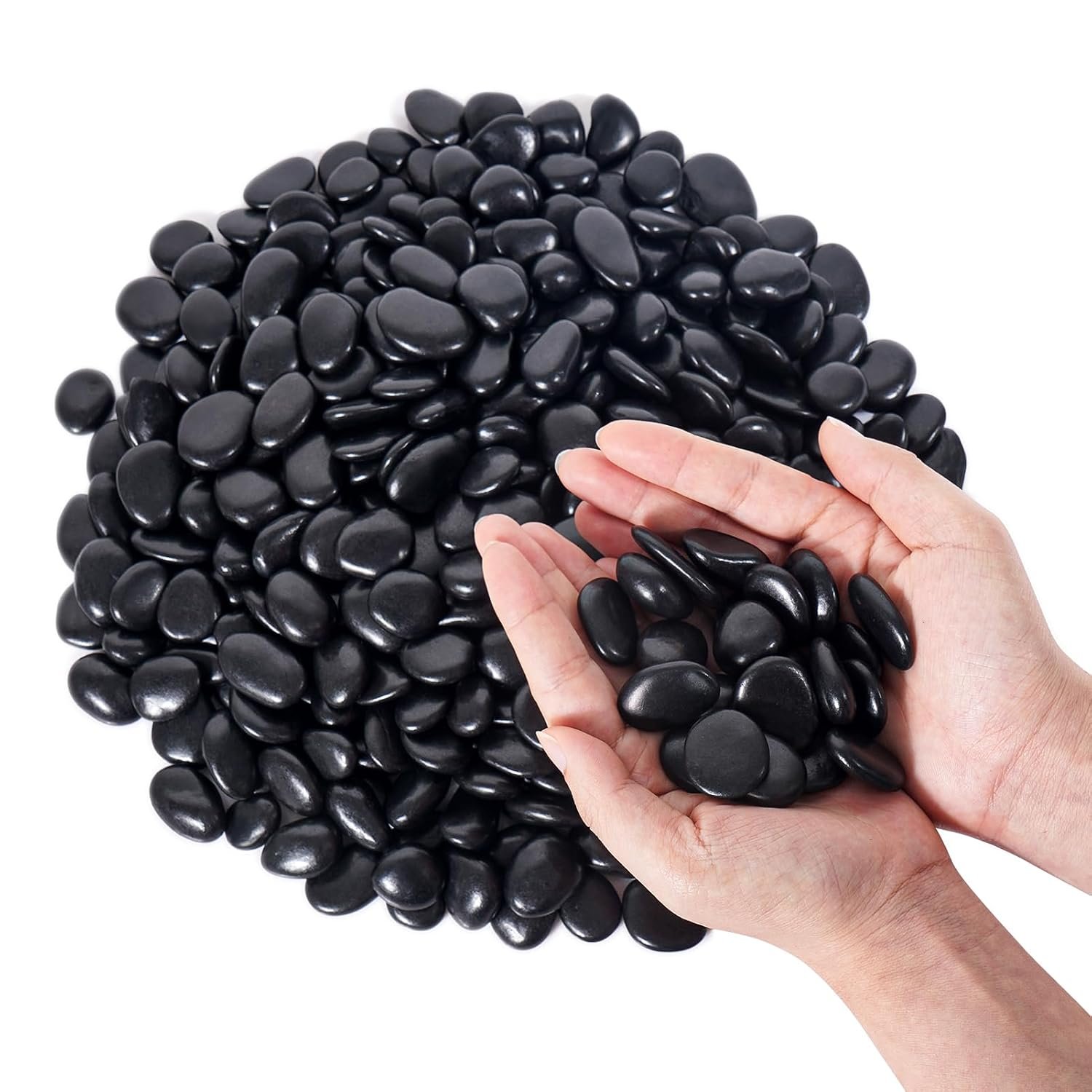 GreatBuddy 15-lb Black River Rocks for Landscaping, 1-2 Inches Black Polished Pebbles, Decorative Rocks for Plants Indoor& Outdoor, Garden Landscaping, Aquariums, Vases, Potted Plants, Home Decor