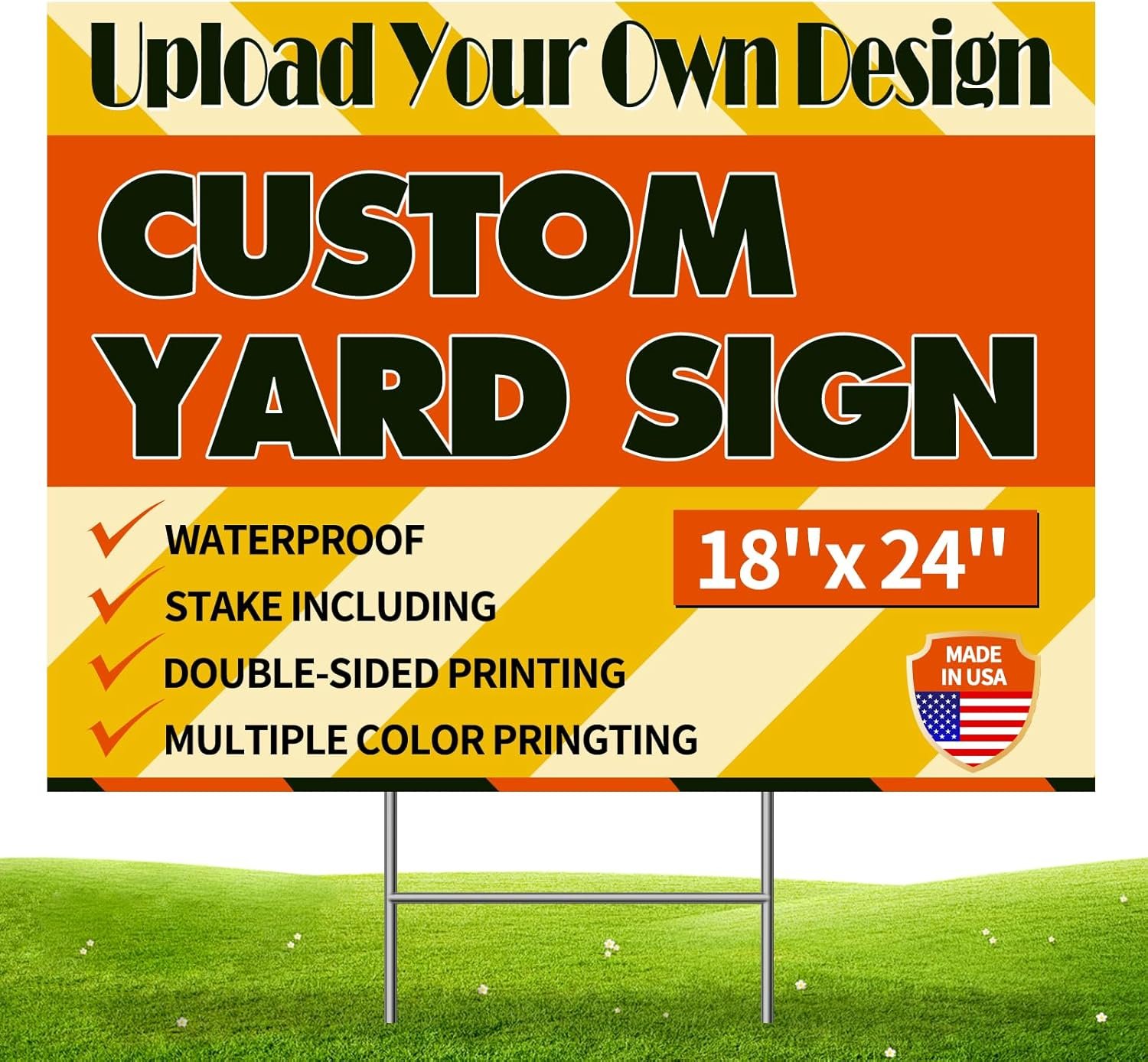 Custom Yard Sign with Stakes, Personalized Decorative Signs for Outside, Customized Full Color Lawn Sign, Double Sided Print Signs Outdoor, 1 Pack 18”x24”
