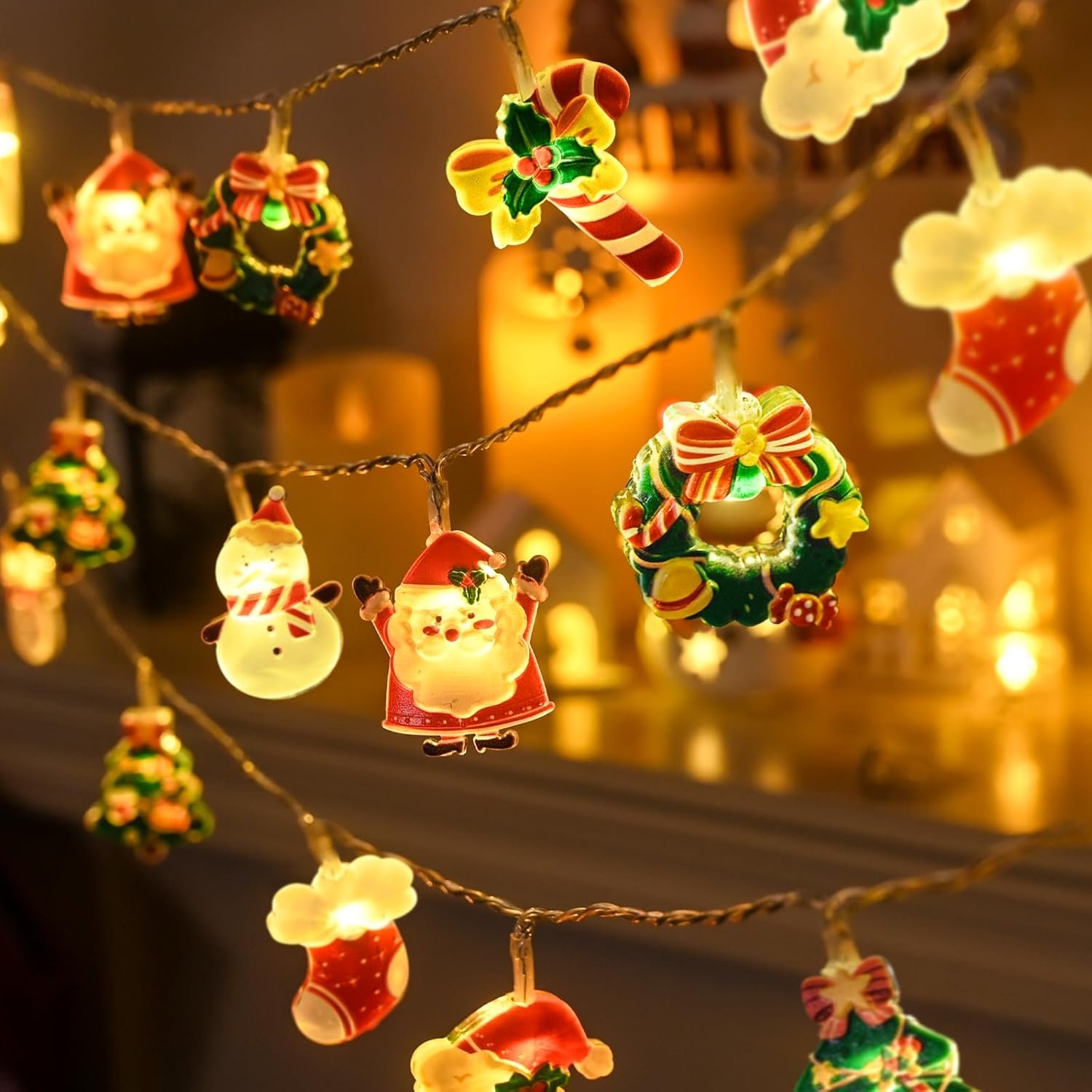 LOLStar Christmas String Lights, 20 LED Xmas Fairy Lights for Home Decor | Christmas Warm White Fairy Lights, Battery Operated (Not Included) Window String Lights Indoor, 8 Flashing Modes and Timer