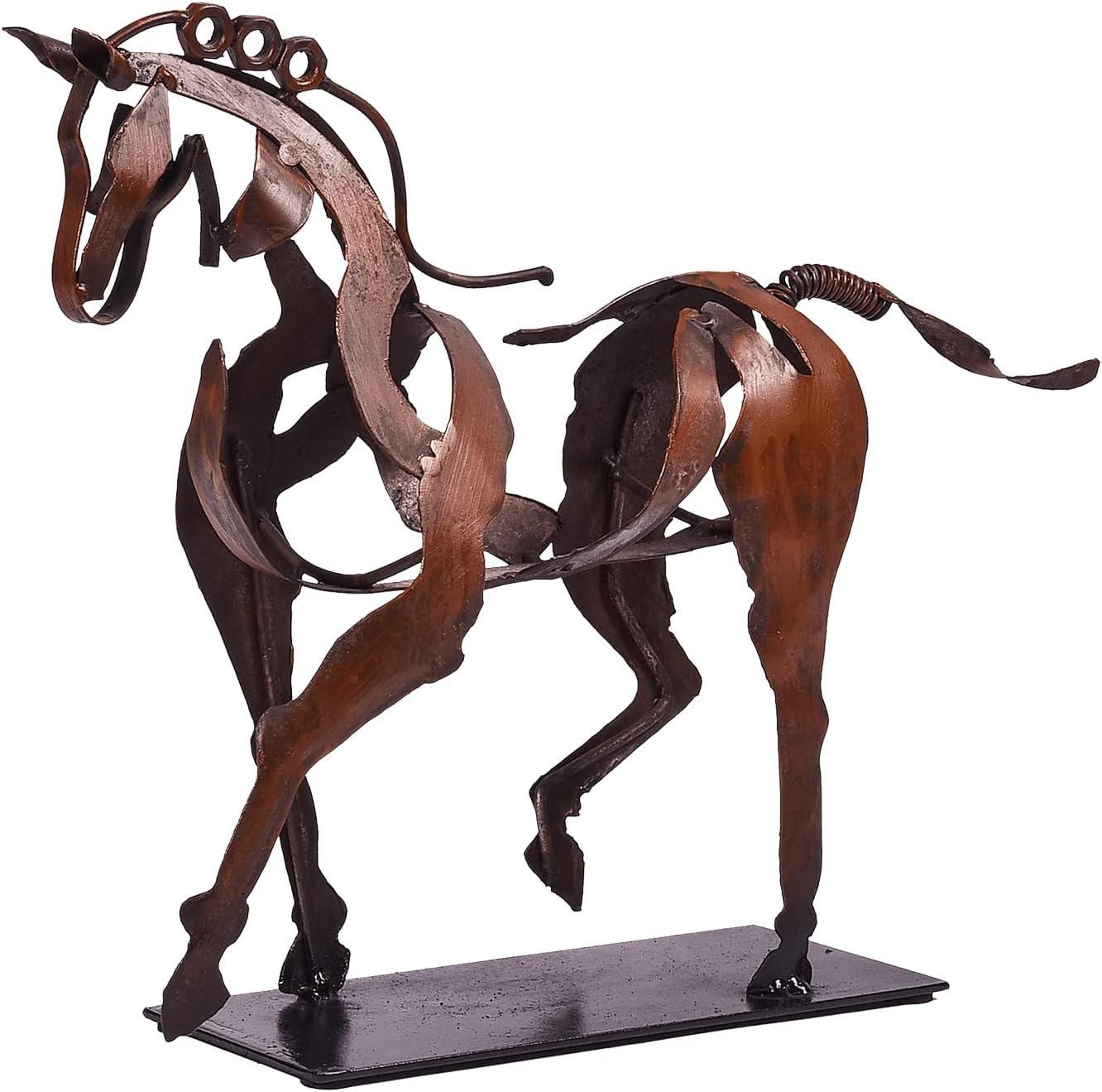 SunBlogs Art Handmade Metal Horse Statue, Hand-Painted Horse Décor (Brown) | Unique Horse Sculpture, Horse Art, Equestrian Decor, Vintage Decor for Home & Office, Horse Lover Gifts for Women