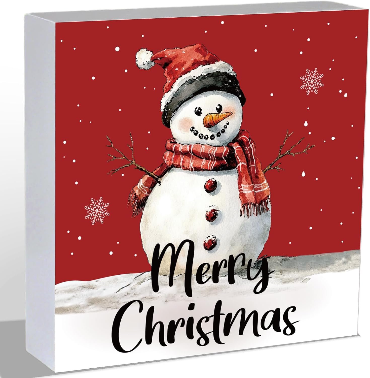 Christmas Decorations Indoor Christmas Decor Table Winter Home Room Snowman Office Bathroom Wood Box Sign Rustic Wooden Shelf Desk Decor Season Sign House Warming Gifts 5.9 x 5.9 Inch