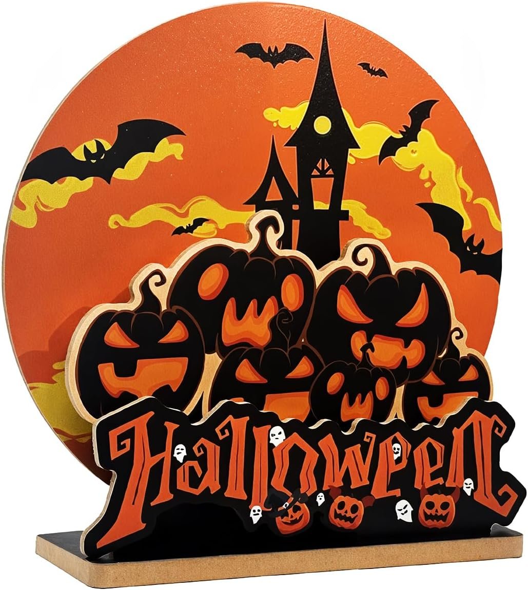 Halloween Decorations Gifts Halloween Decor Indoor Party Spooky Pumpkin Decorations Ghost Desk Decor for Home Room Bedroom Farmhouse Office Tiered Tray Table Centerpieces 3PCS – Castle