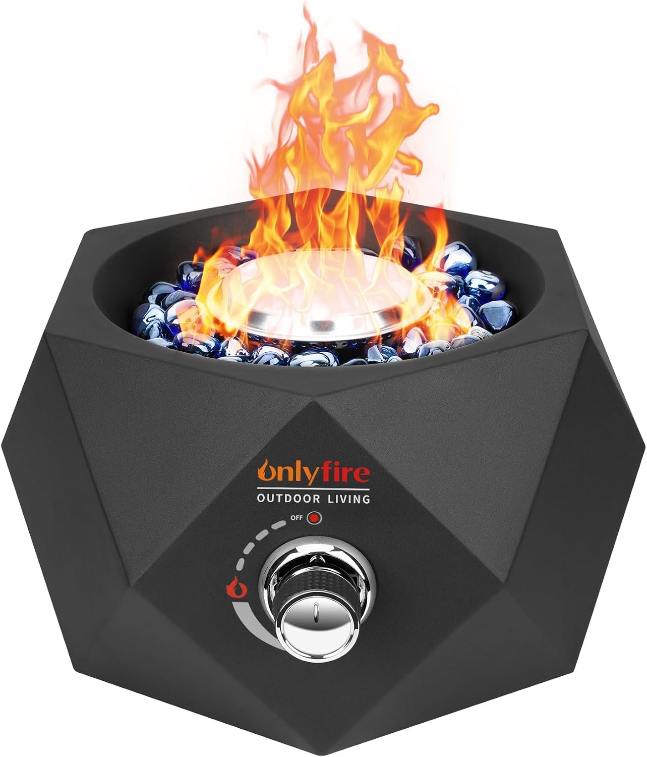 14” Modern Tabletop Fire Pit for Table with Umbrella Hole, Portable Gas Firepit for 1lb Propane Gas, Patio Backyard Porch Camping RV Tailgating, Bottom-Mounted FP003