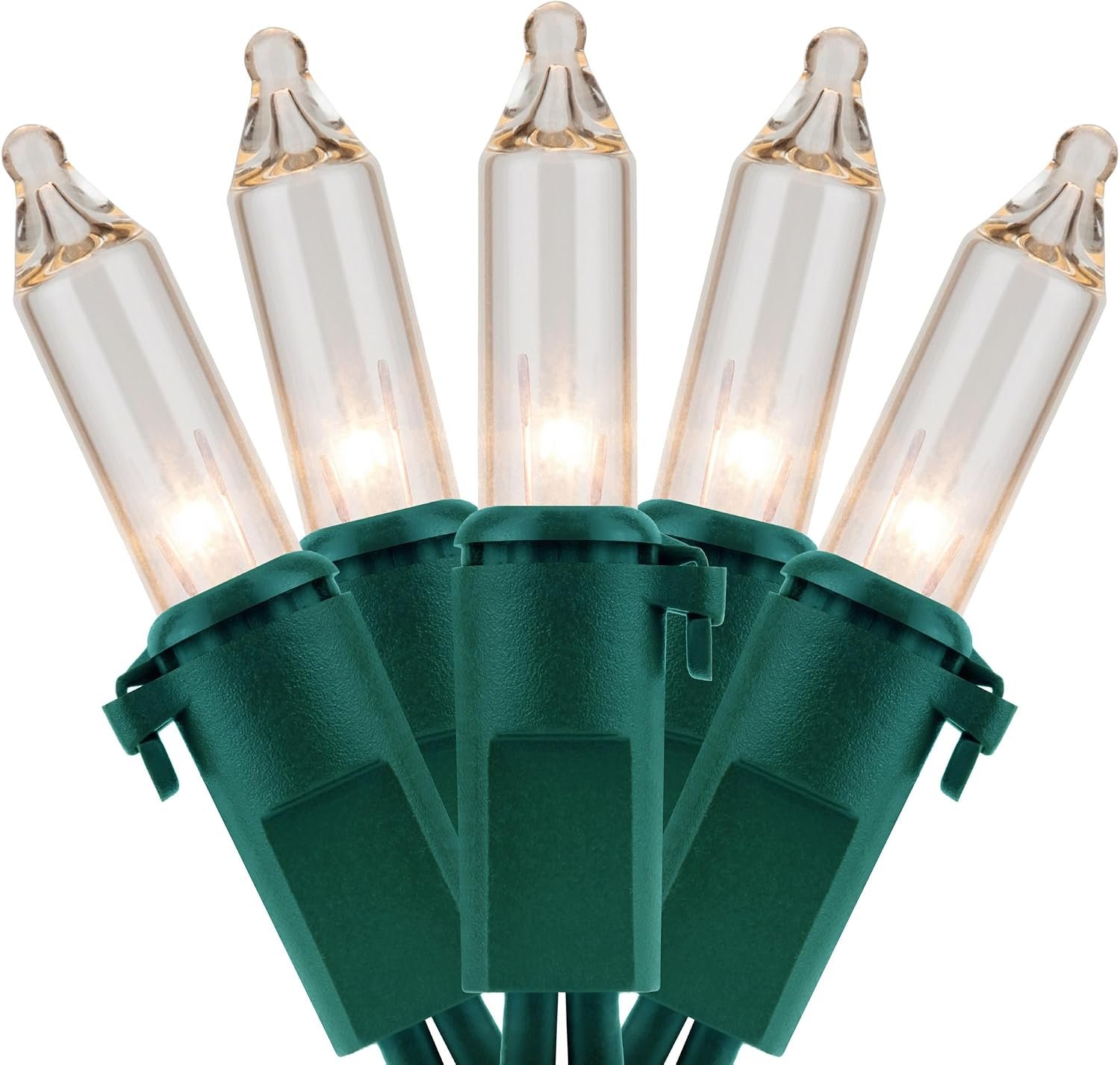 YULETIME 200 Clear Christmas String Lights, 2-Set 33 ft 100 ct Green Wire | Incandescent Bulbs, End-to-End Connectable, UL Certified, 2-Strand, 200 Total Lights, 66′ Total Length, 4″ Spacing