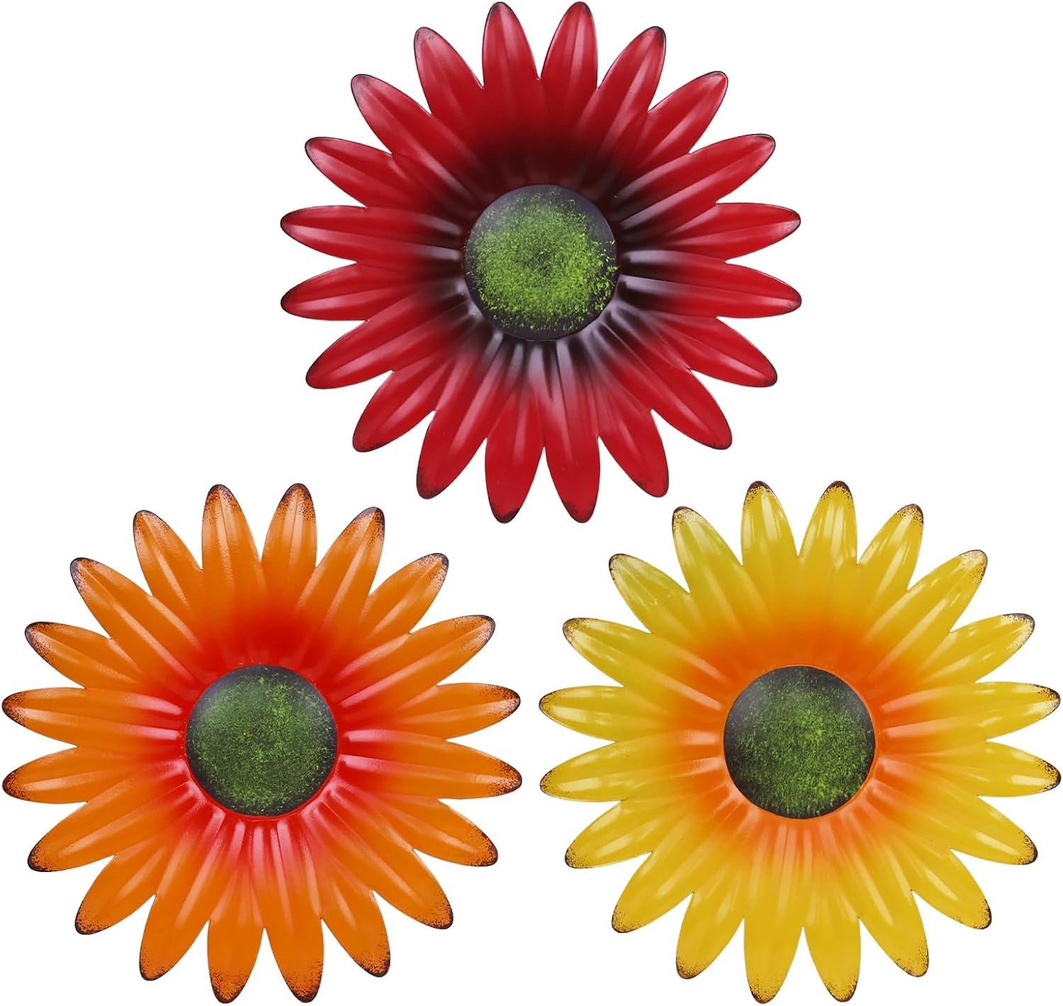 hogardeck Metal Flower Wall Decor for Indoor Outdoor, Kitchen Decor Floral Metal Wall Art, Wall Decor for Bathroom, Living Room, Porch, Garden, Yard, Backyard （3 Pcs 9” ）