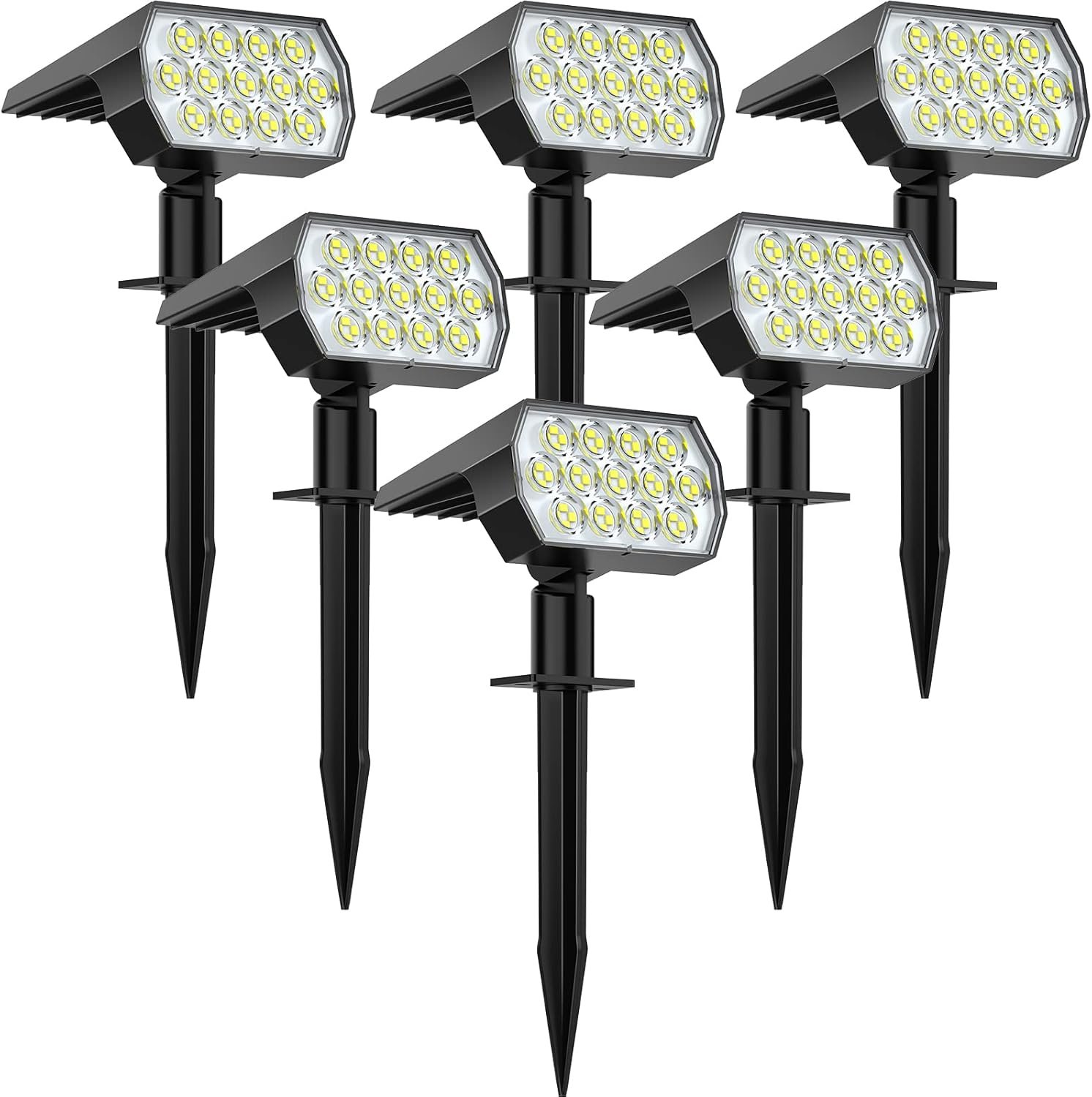 WELALO Solar Spot Lights Outdoor, [6 Pack/65 LED/3 Modes] Solar Landscape Spotlights, Solar Powered Christmas Halloween Lights, IP68 Waterproof Wall Lights for Walkway Yard Garden Driveway(Cool White)