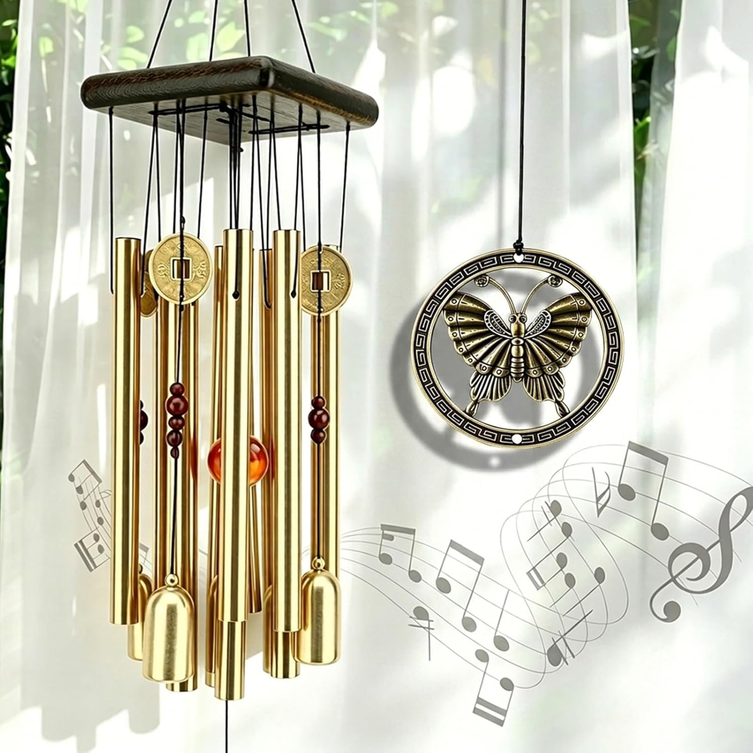 Vintage Butterfly Wind Chime for Outdoor Decor – Handcrafted Aluminum Tube Chimes with Retro Design for Garden, Patio, Balcony