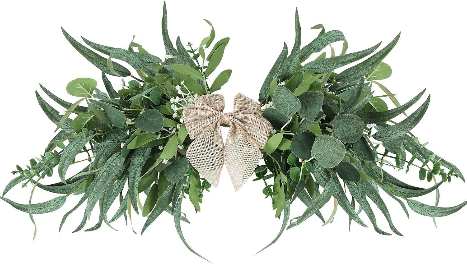 24″ Floral Swag for Front Door Greenery Teardrop Swag Eucalyptus Swag Summer Wreath with Eucalyptus Olives Leaves Mixed Berry for Wedding Arch Party Wall Home Garden Decor